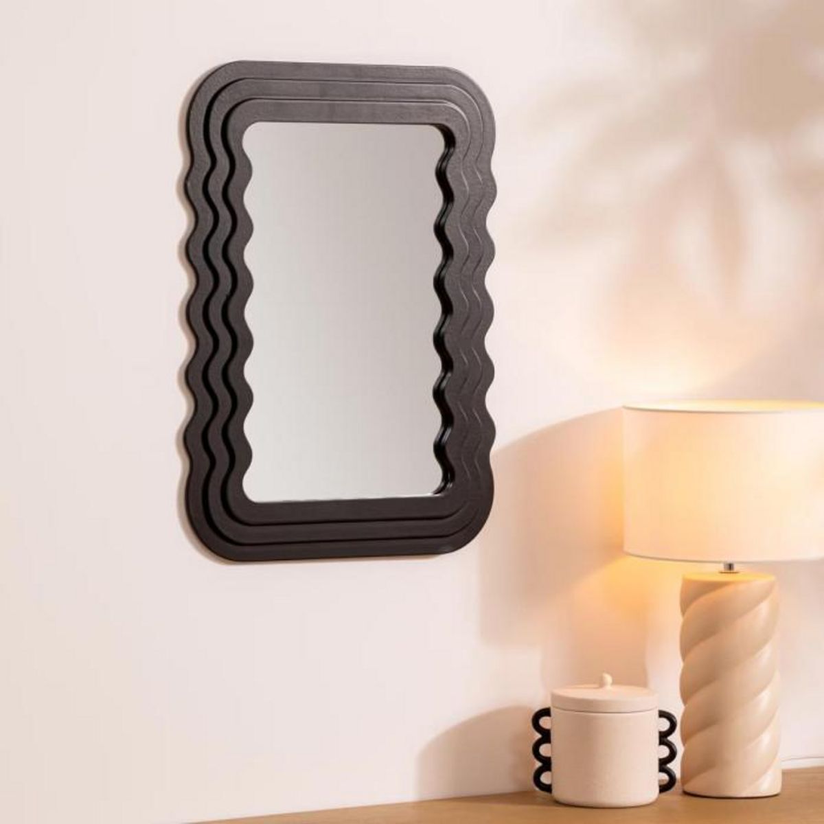 ATMOSPHERA Miroir Mural Biseauté  Kelly  55cm Noir