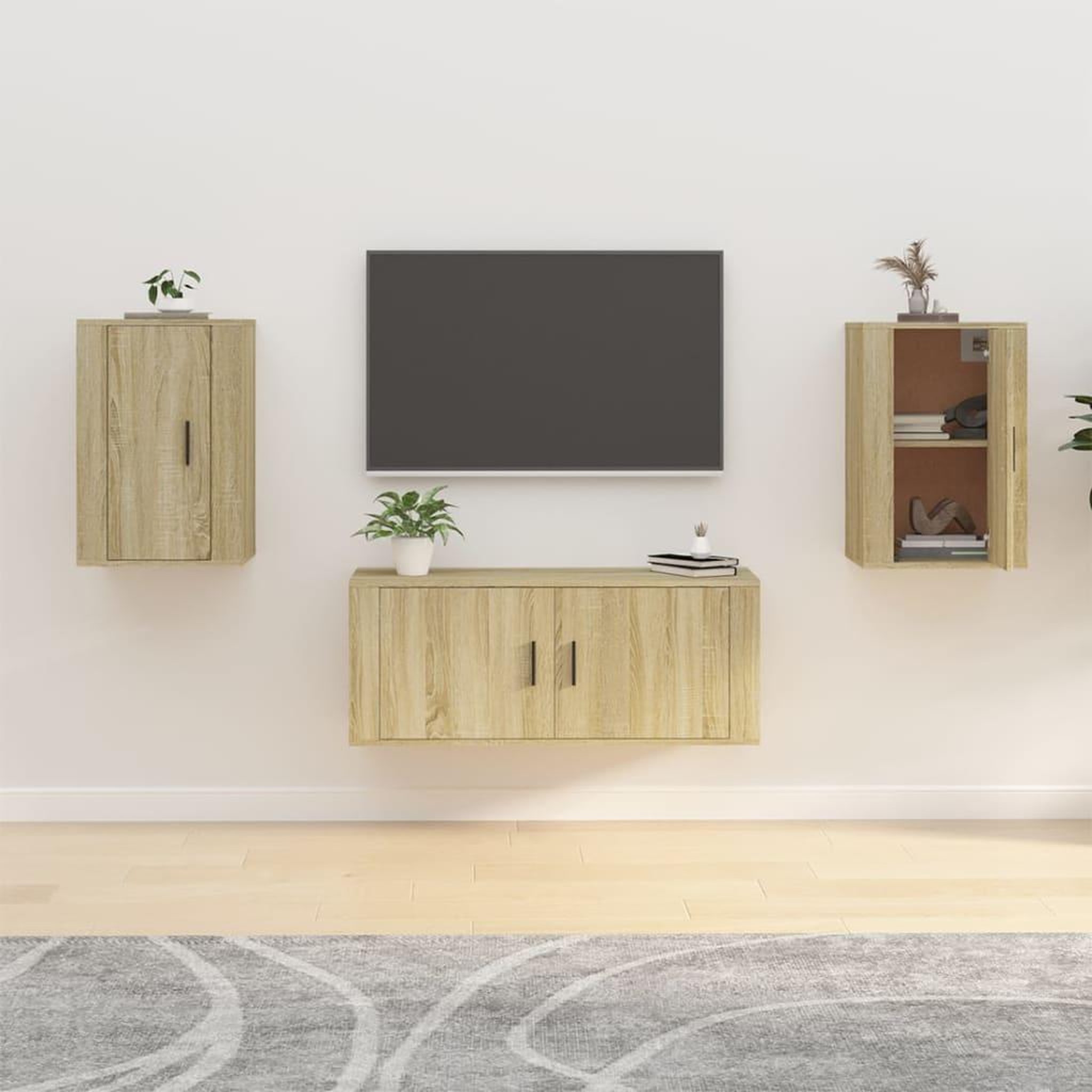 Voir la diapositive 1 : VIDAXL Meubles TV muraux 2 pcs Chene sonoma 40x34,5x60 cm