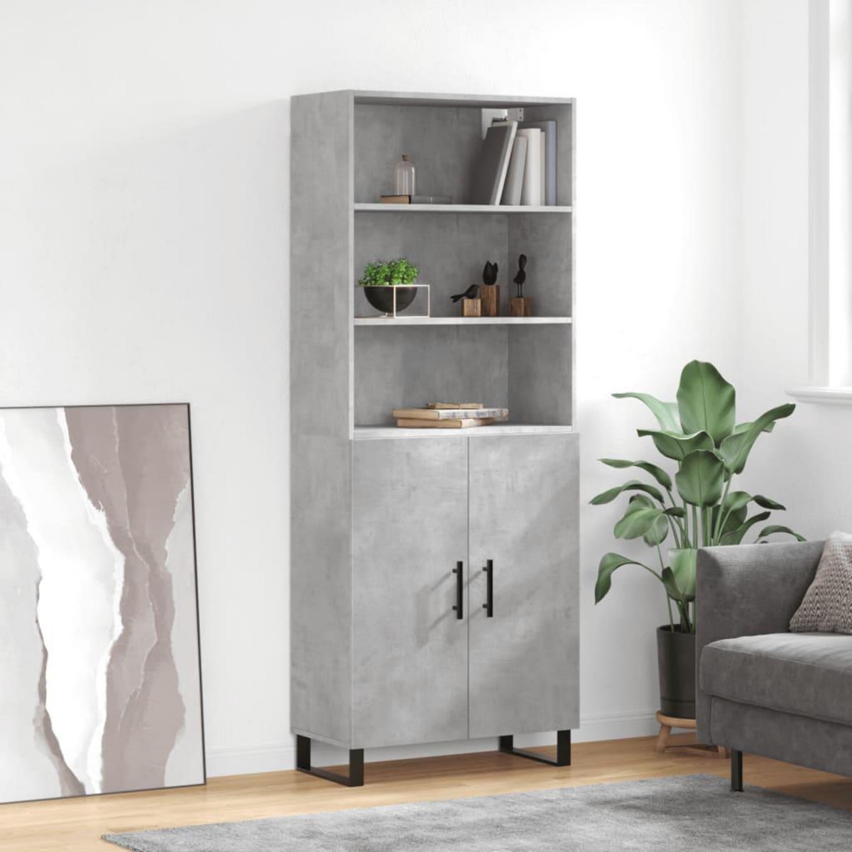 VIDAXL Buffet haut Gris beton 69,5x34x180 cm Bois d'ingenierie