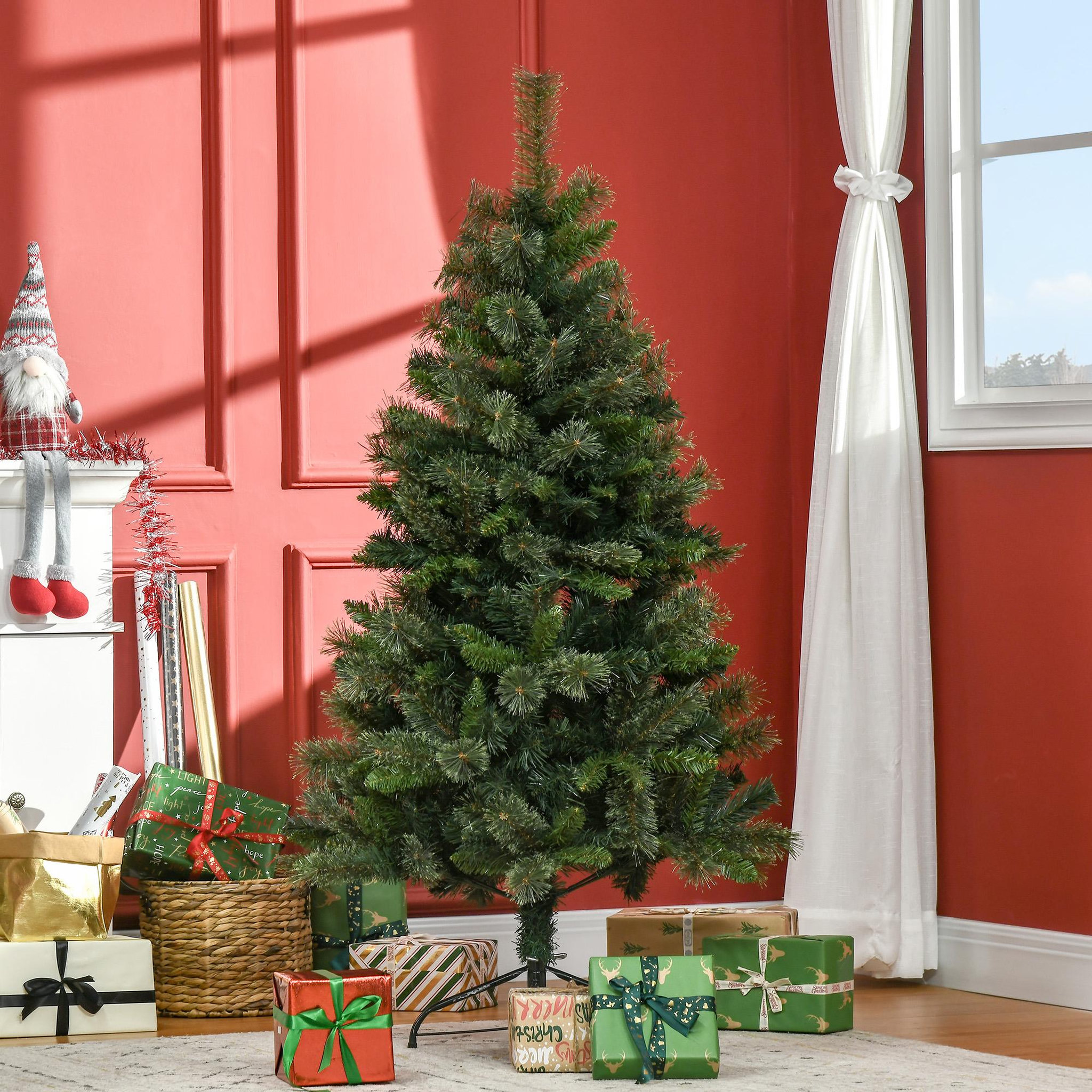 Voir la diapositive 2 : HOMCOM Sapin de noël artificiel ø 84 x 150h cm 665 branches épines imitation nordmann grand réalisme vert