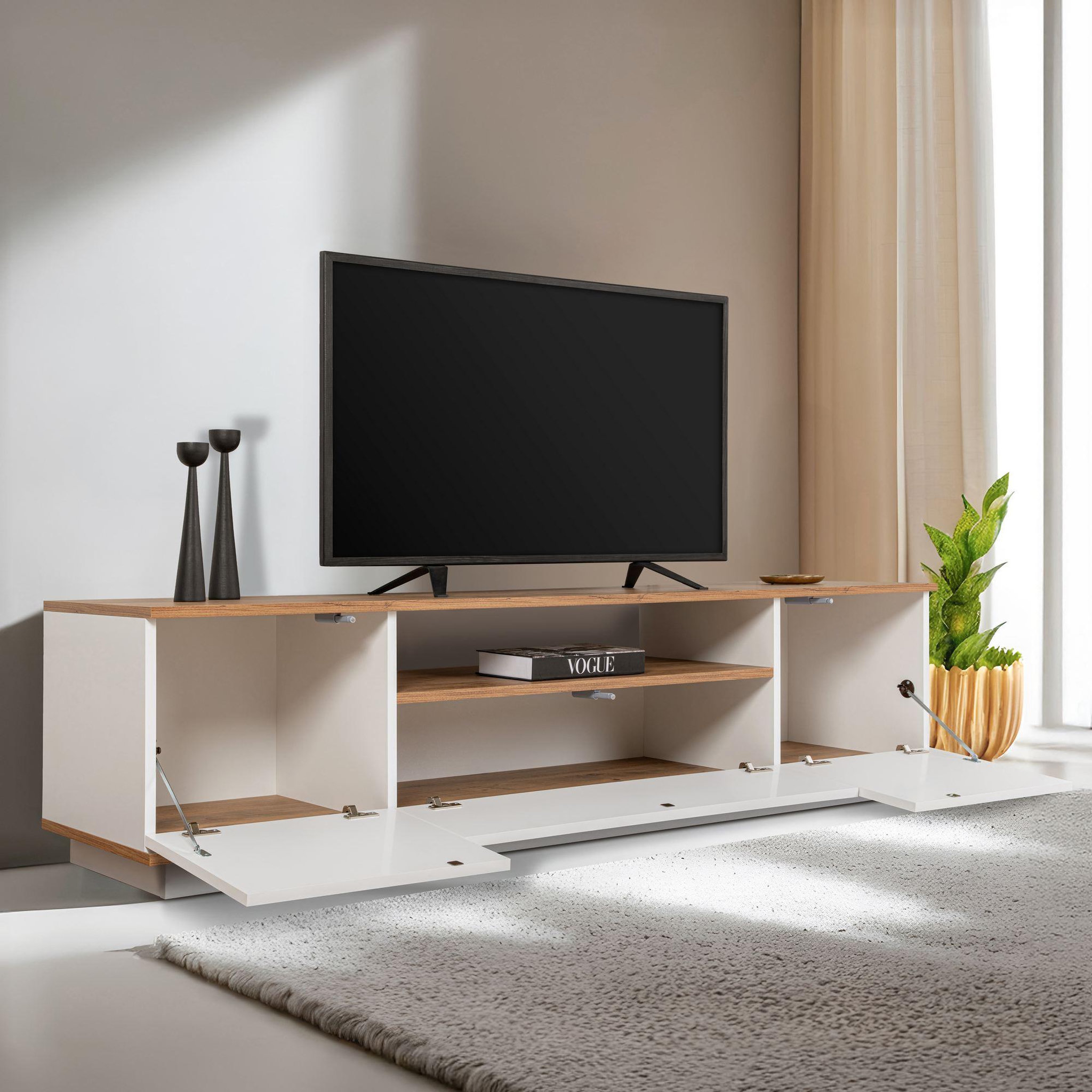 Voir la diapositive 4 : Habitat et Jardin Meuble tv en bois  veramont  - 180 x 44 x 44 cm - marron