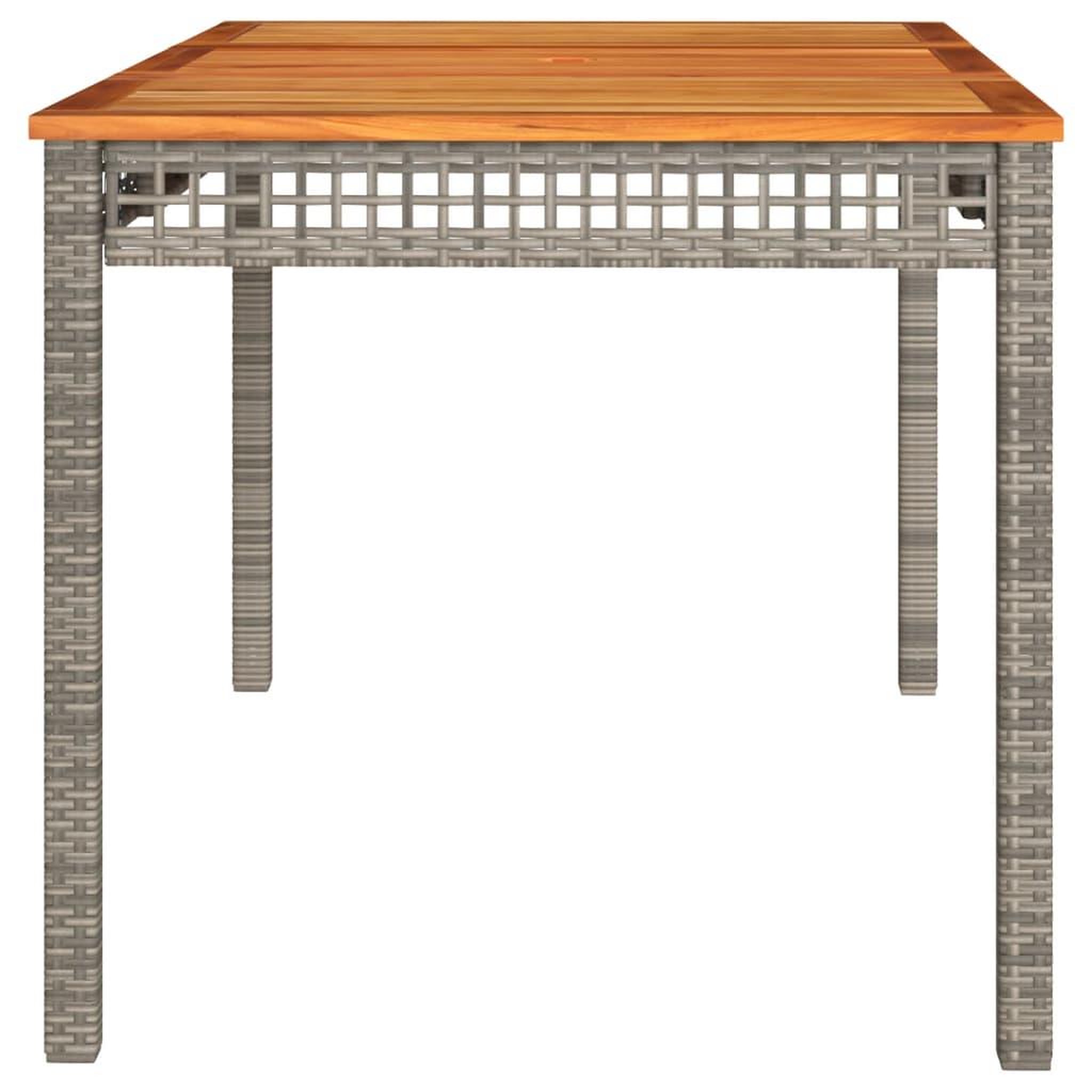 Voir la diapositive 5 : VIDAXL Table de jardin gris 140x80x75 cm resine tressee et bois acacia