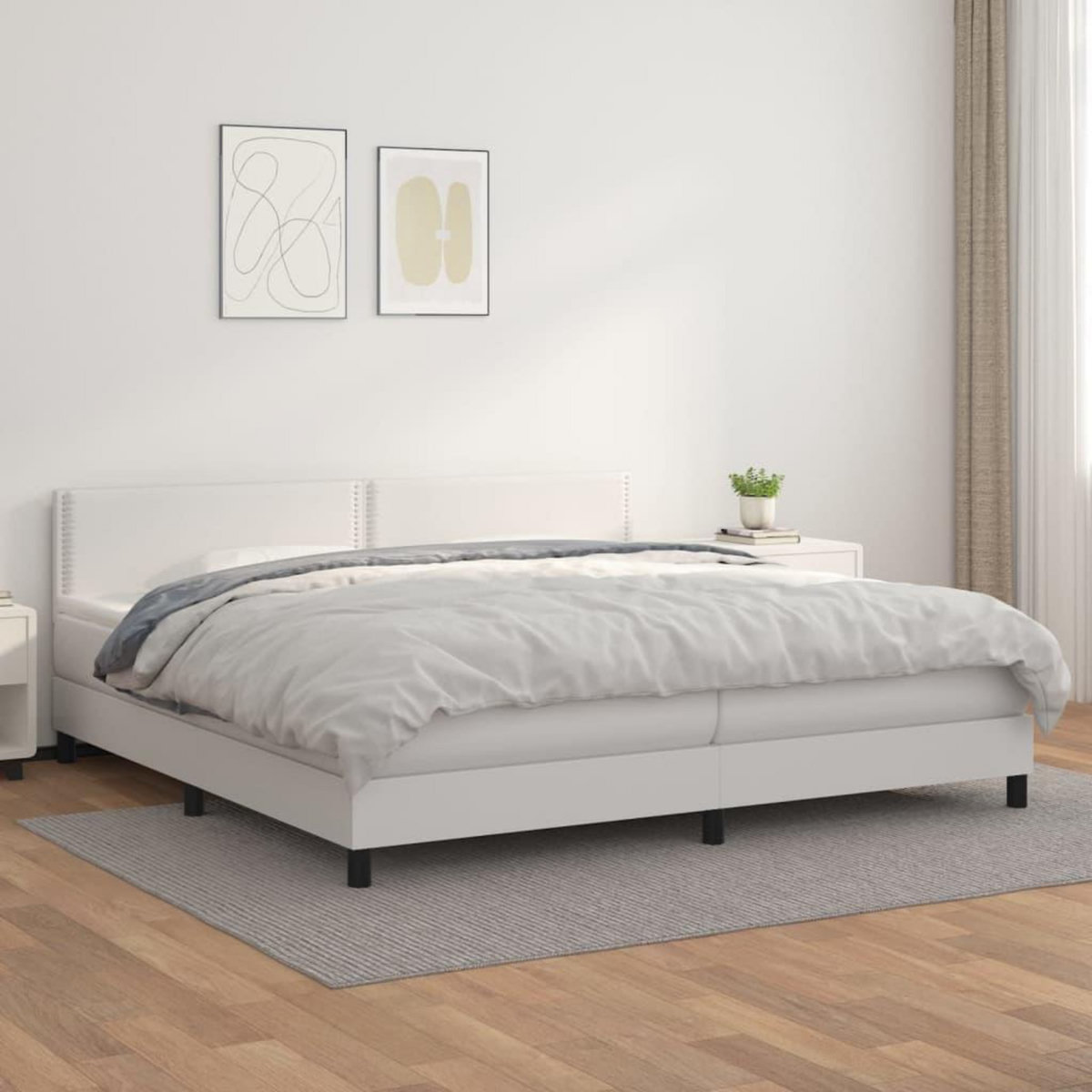 VIDAXL Sommier a lattes de lit avec matelas Blanc 200x200cm Similicuir