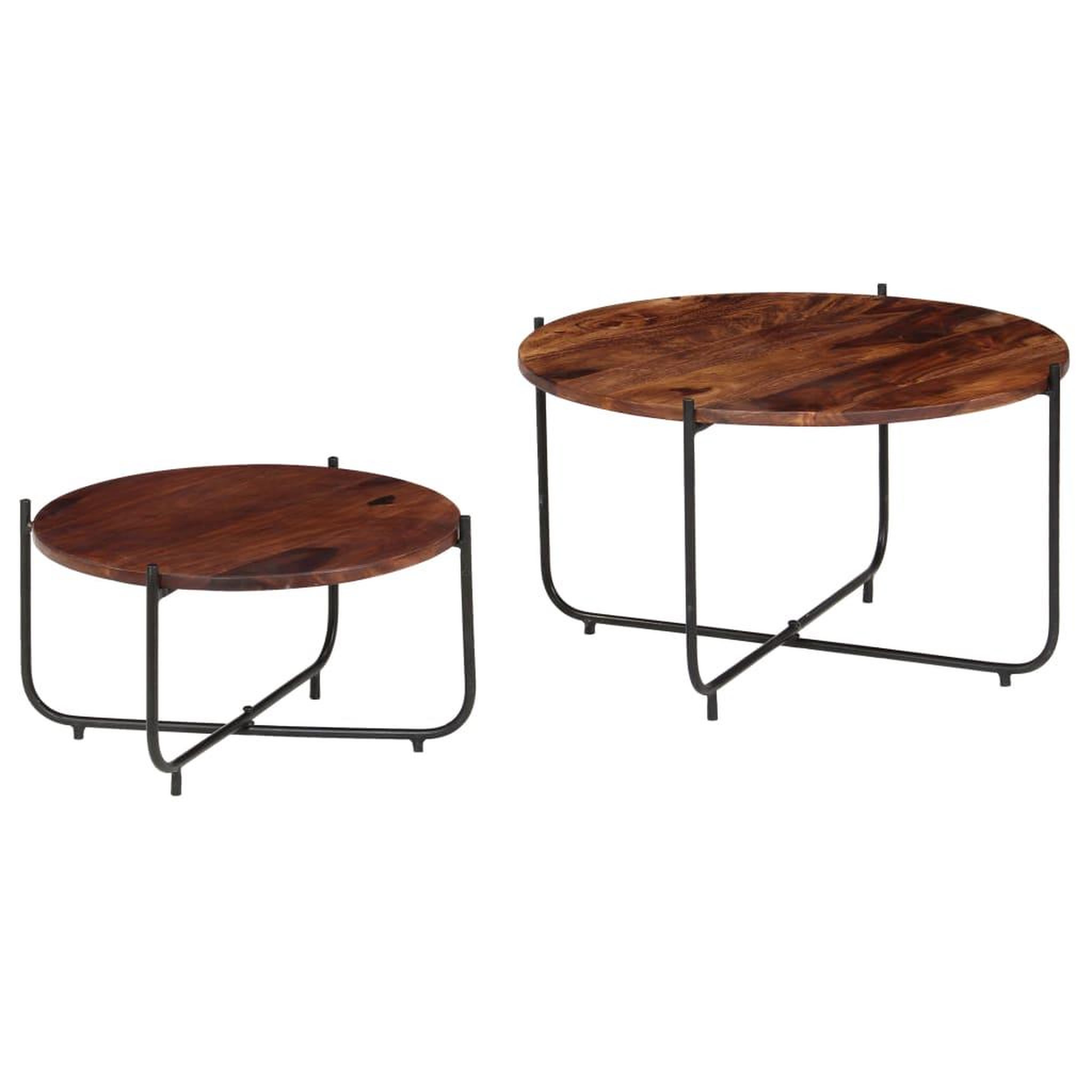 Voir la diapositive 2 : VIDAXL Ensemble de table basse 2 pcs bois massif 60x35 cm