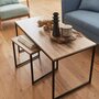SWEEEK Tables basses en métal et décor bois encastrables - Loft -  tables gigognes. 100x48x48cm & 40x40x40cm