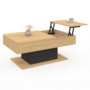 Voir la diapositive 4 : ID MARKET Table basse 2 plateaux relevables rectangulaire EDEN bois et noir