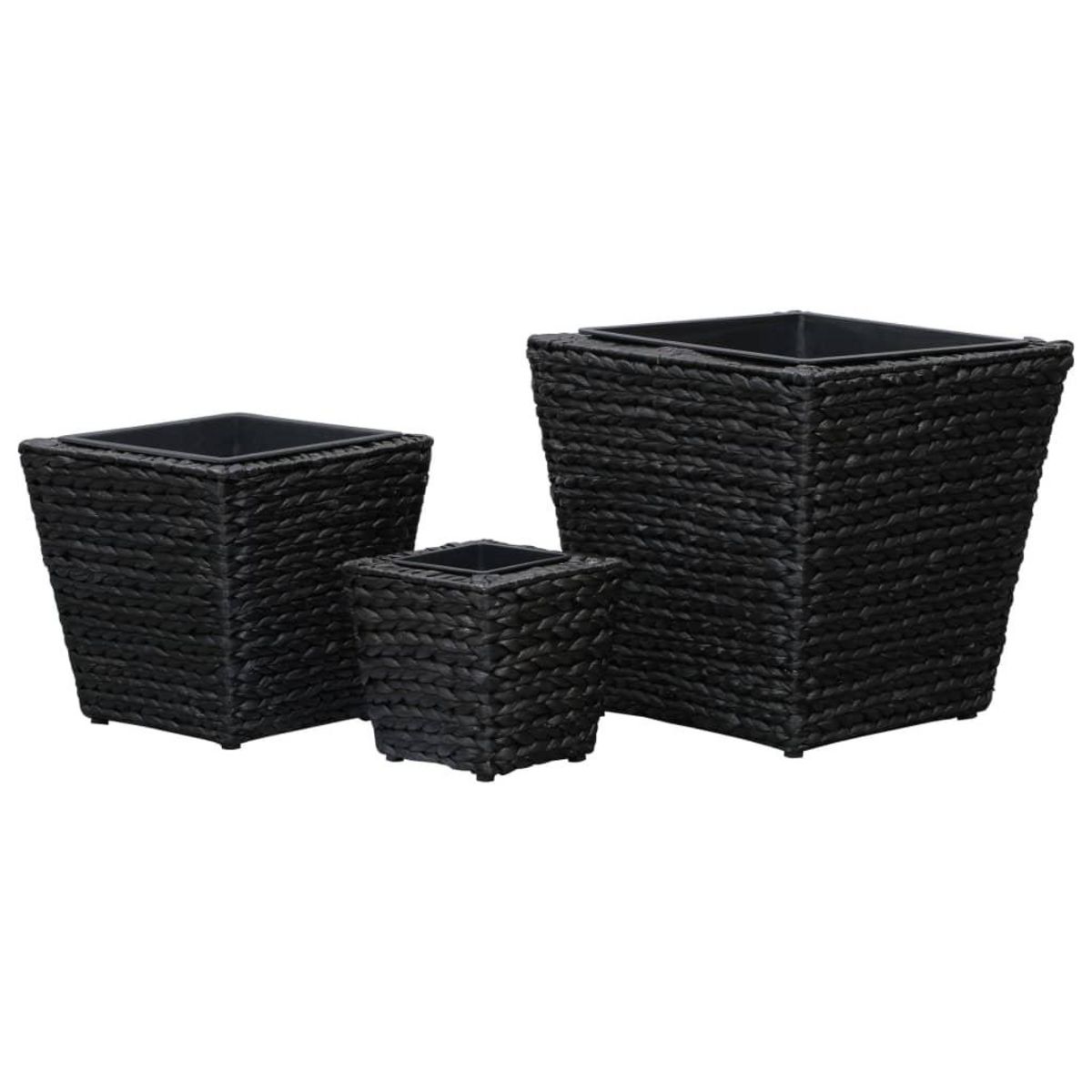 VIDAXL Lits sureleves 3 pcs Jacinthe d'eau Noir
