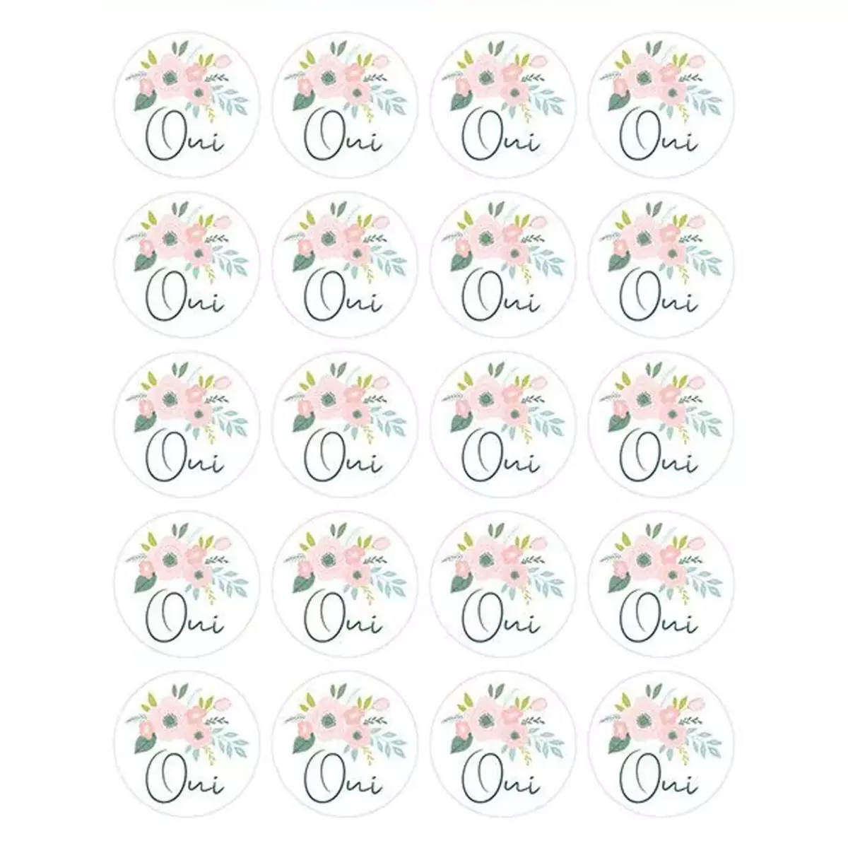 Artemio 300 stickers ronds fleurs Oui Ø 3,5 cm