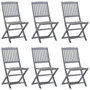 Voir la diapositive 3 : VIDAXL Chaises pliables d'exterieur lot de 6 et coussins Bois d'acacia