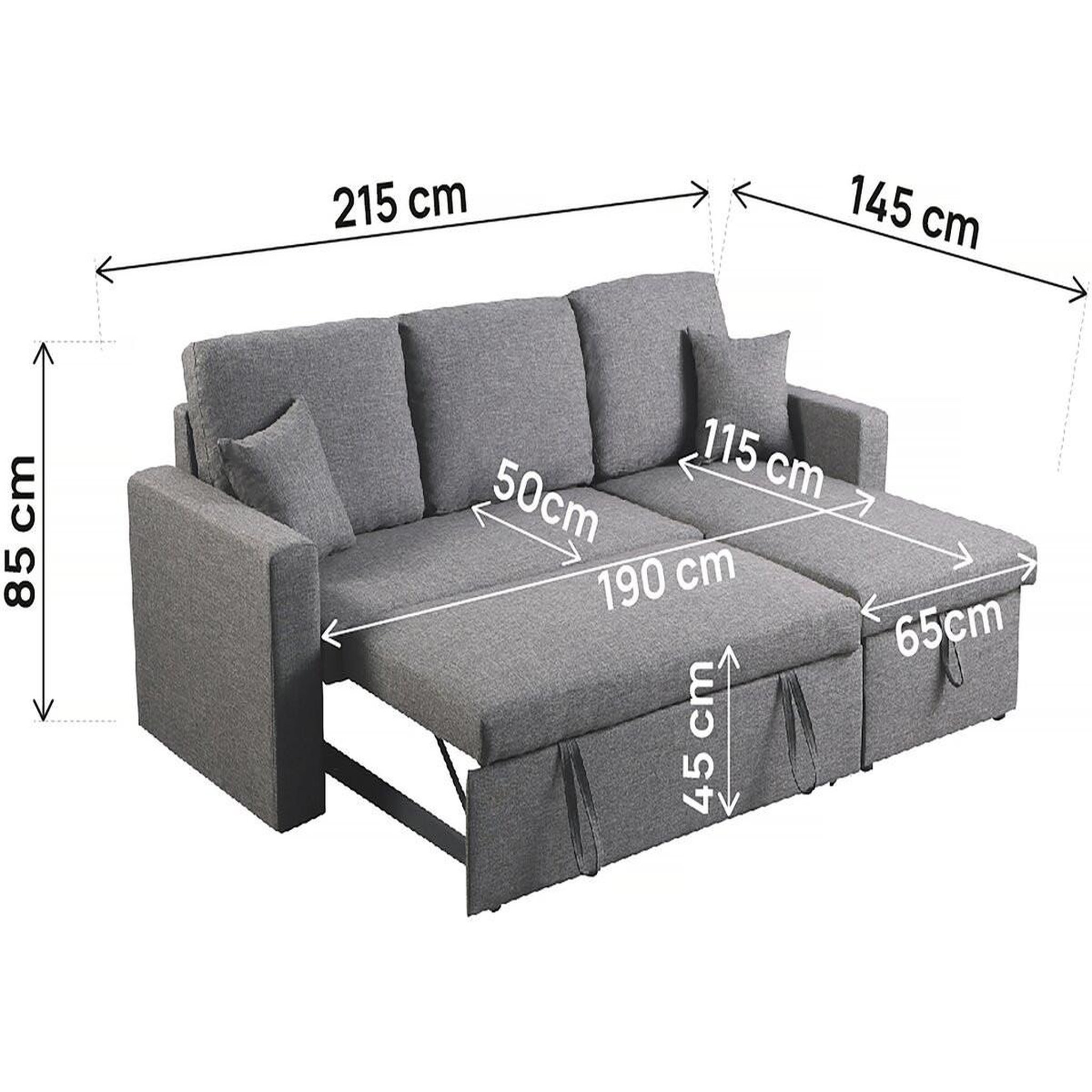 Voir la diapositive 3 : Habitat et Jardin Canapé d'angle convertible/ réversible avec coffre  alain ii  - 3 places - gris clair