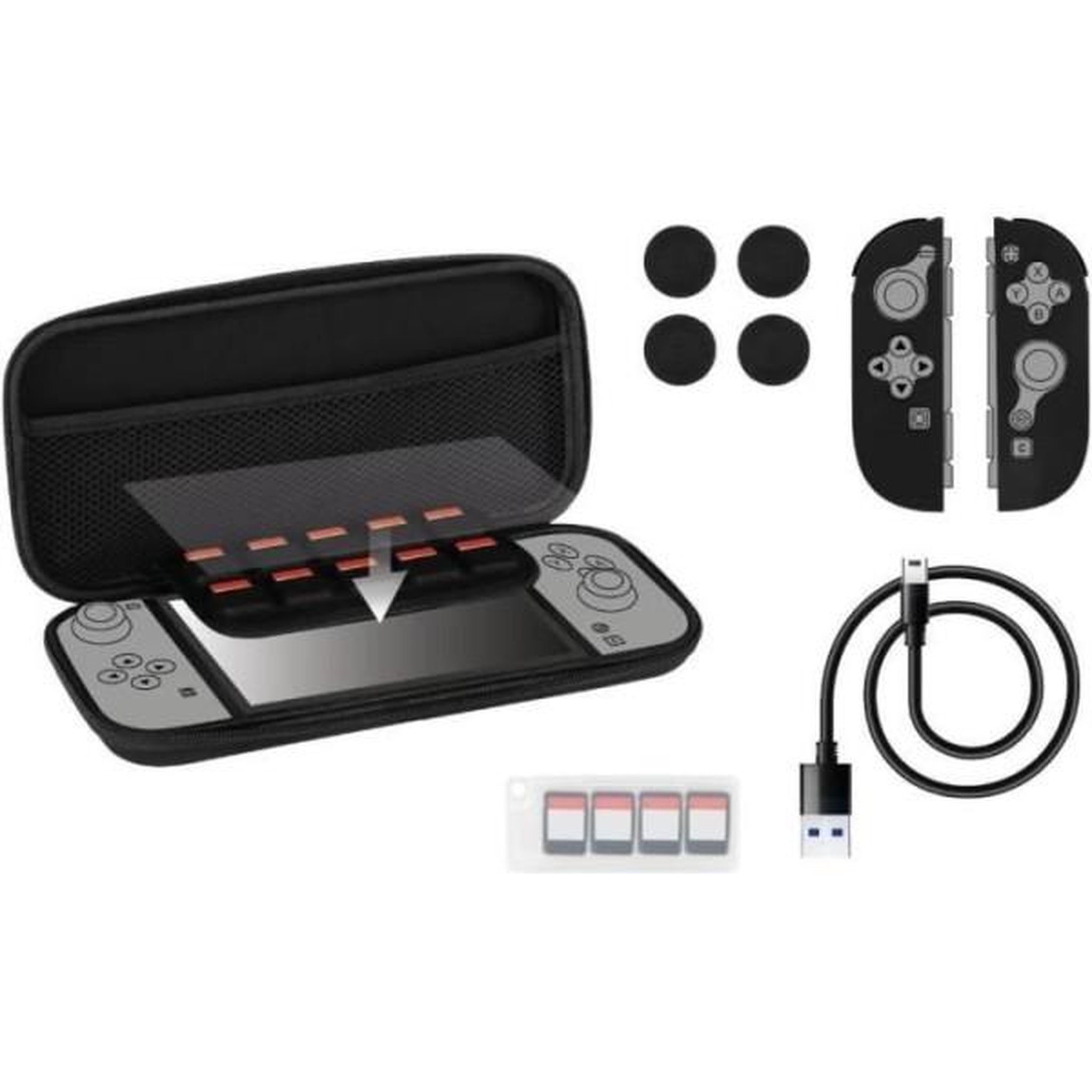 Voir la diapositive 2 : Konix Pack d'accessoires gaming - KONIX - Nintendo Switch 2 - Housse - 4 appuie-pouces - Verre trempé - Boîtier 9 jeux - Écouteurs