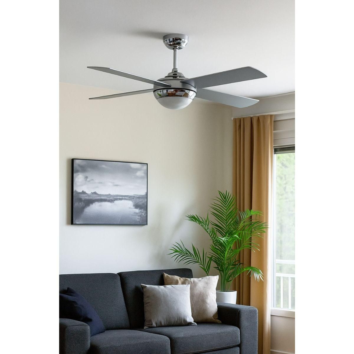 NIKLAS Ventilateur Plafonnier Eclairage 4 pales 60 W 3 vitesses Ø 121 cm Télécommande NIKLAS