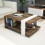 Voir la diapositive 1 : TOILINUX Table basse design scandinave Gaye - L. 80 x H. 35 cm - Marron noix
