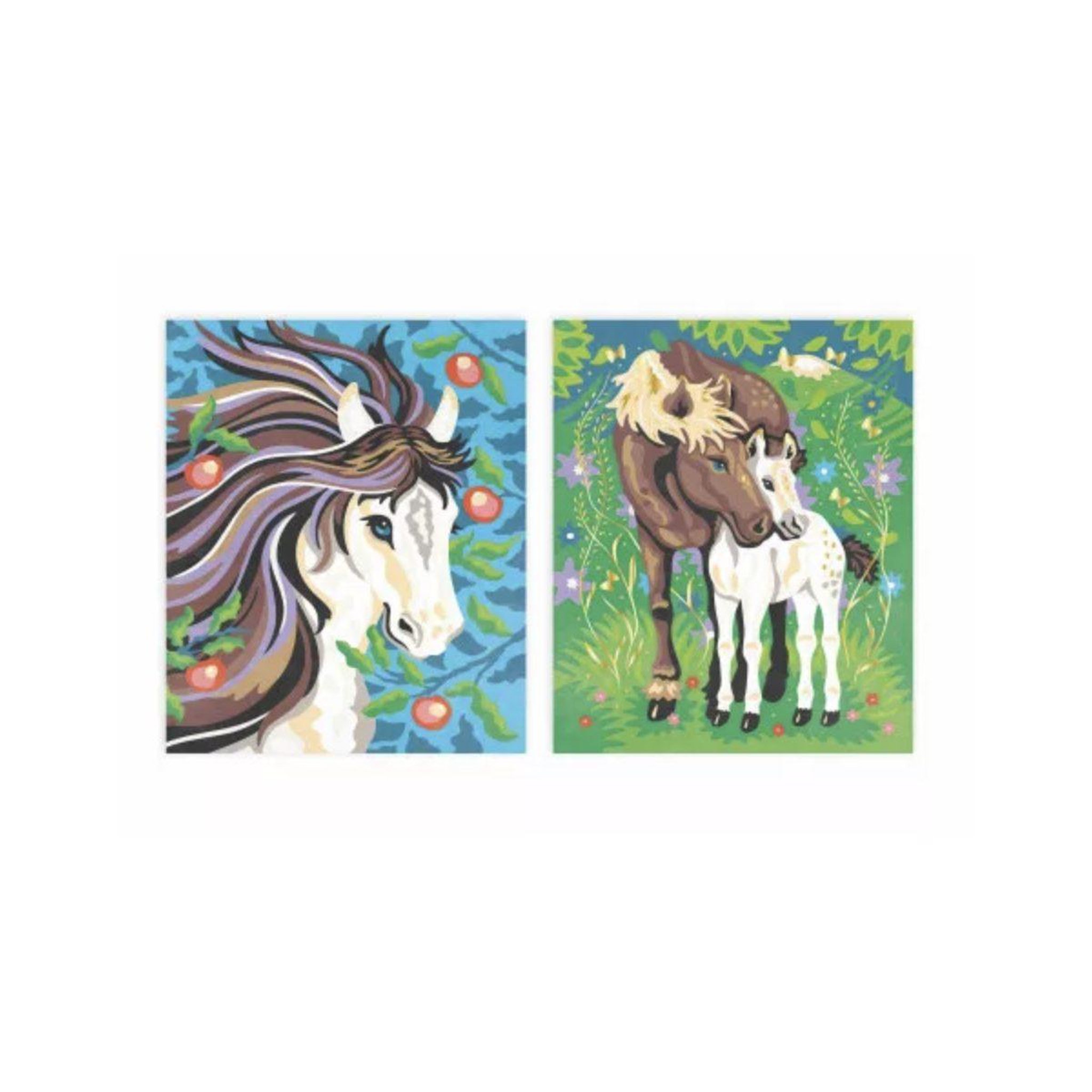 Voir la diapositive 3 : JANOD Peinture au numero aquarelle - chevaux -