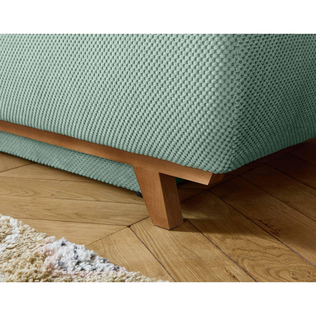 BEST MOBILIER Cristal - fauteuil - convertible avec coffre et grand pouf - en velours texturé