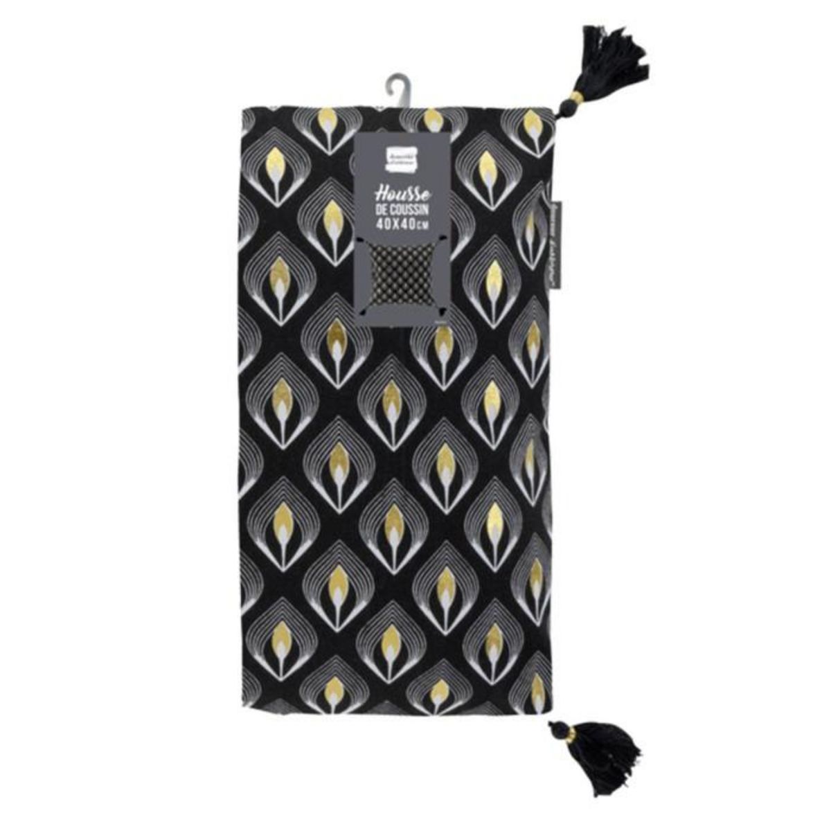 Paris Prix Housse de Coussin Déco  Noireor  40x40cm Noir