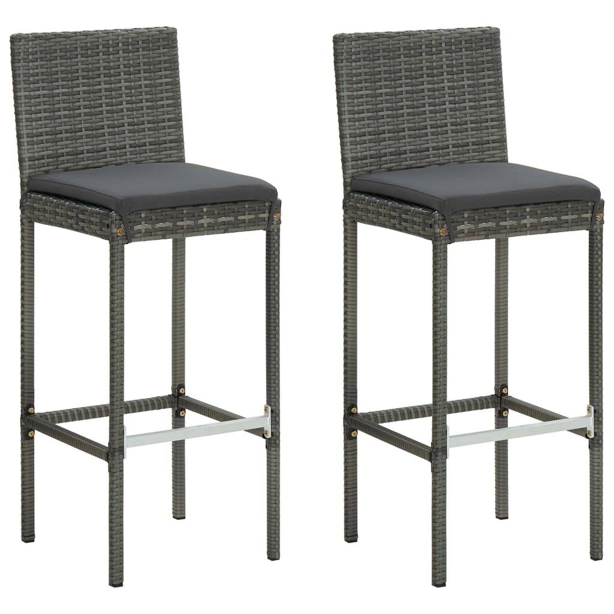 Voir la diapositive 3 : VIDAXL Ensemble de bar de jardin 3 pcs et coussins Resine tressee Gris
