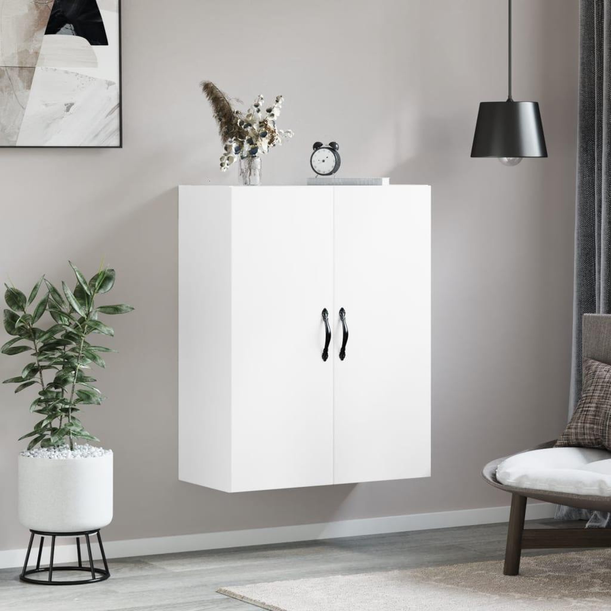 Voir la diapositive 3 : VIDAXL Armoire murale blanc 69,5x34x90 cm bois d'ingenierie