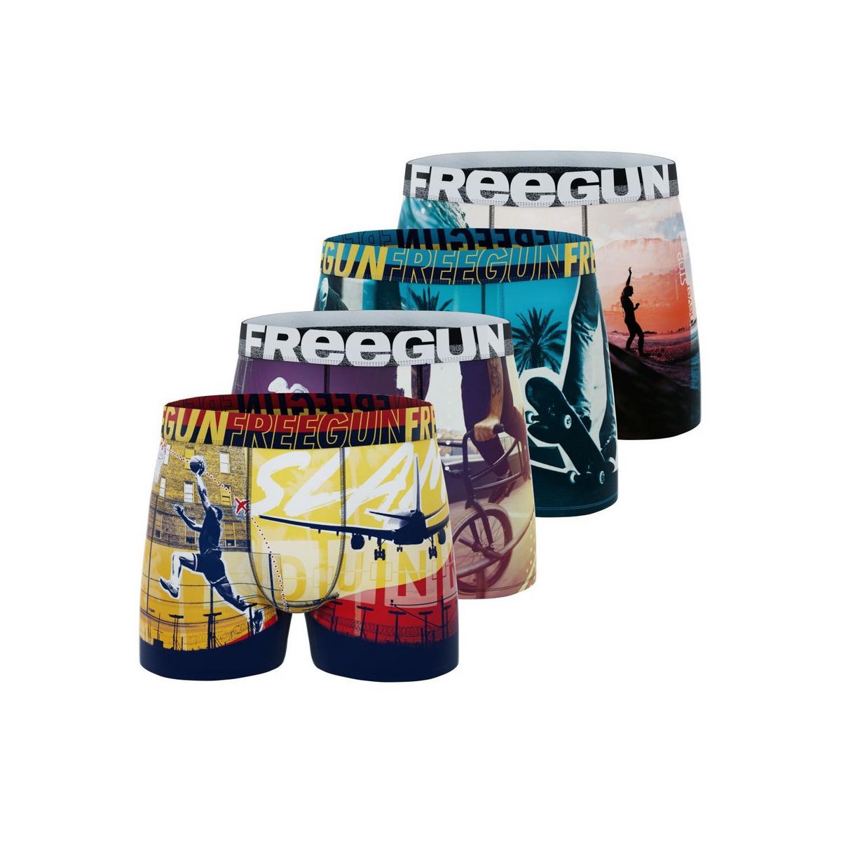 FREEGUN Lot de 4 boxers homme Street Sport