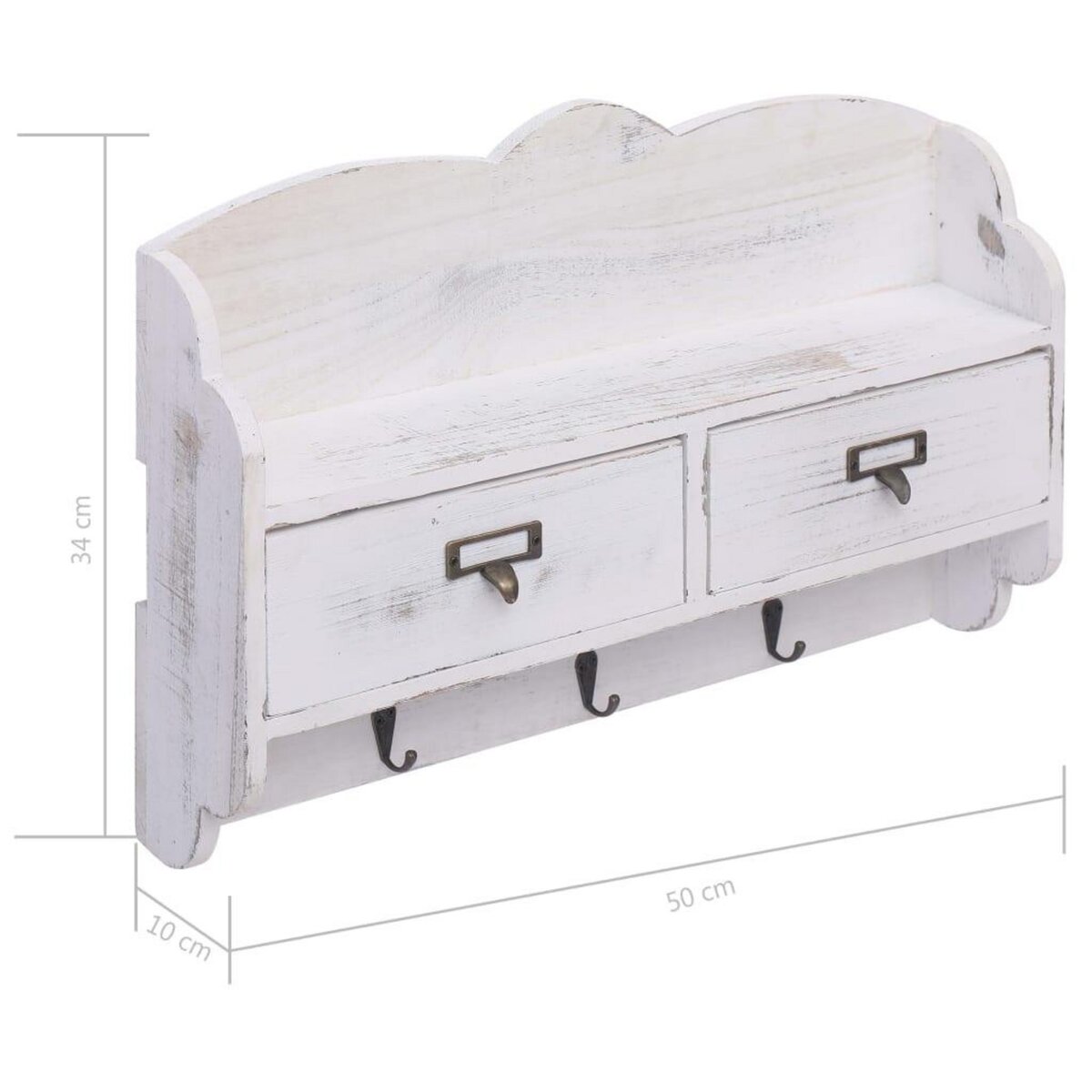 VIDAXL Porte-manteau mural Blanc 50x10x34 cm Bois