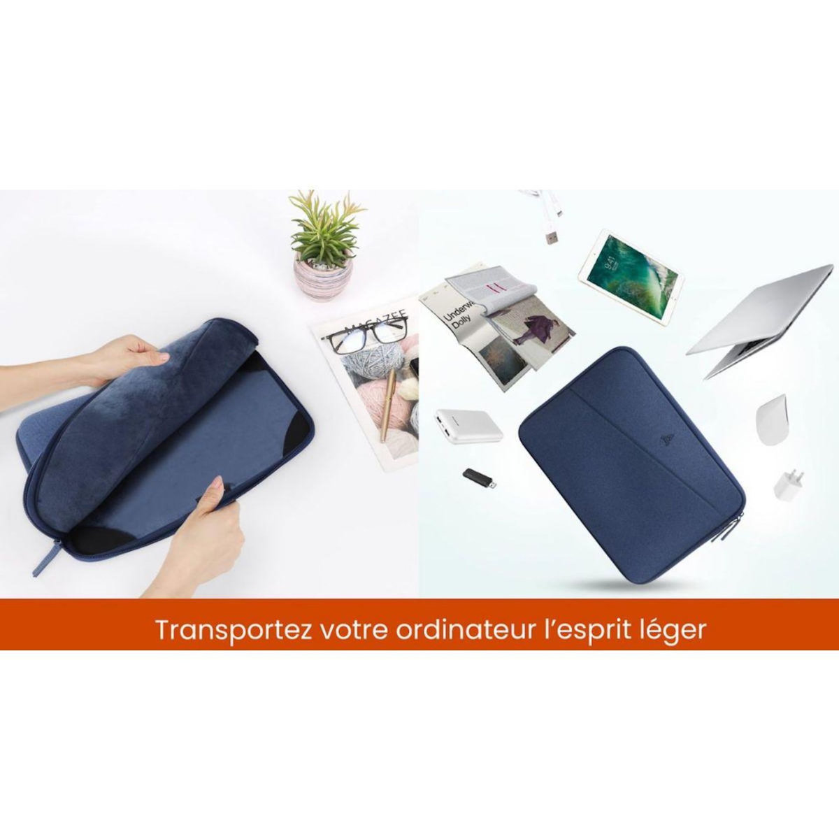 ADEQWAT Housse 15-16'' bleu chiné