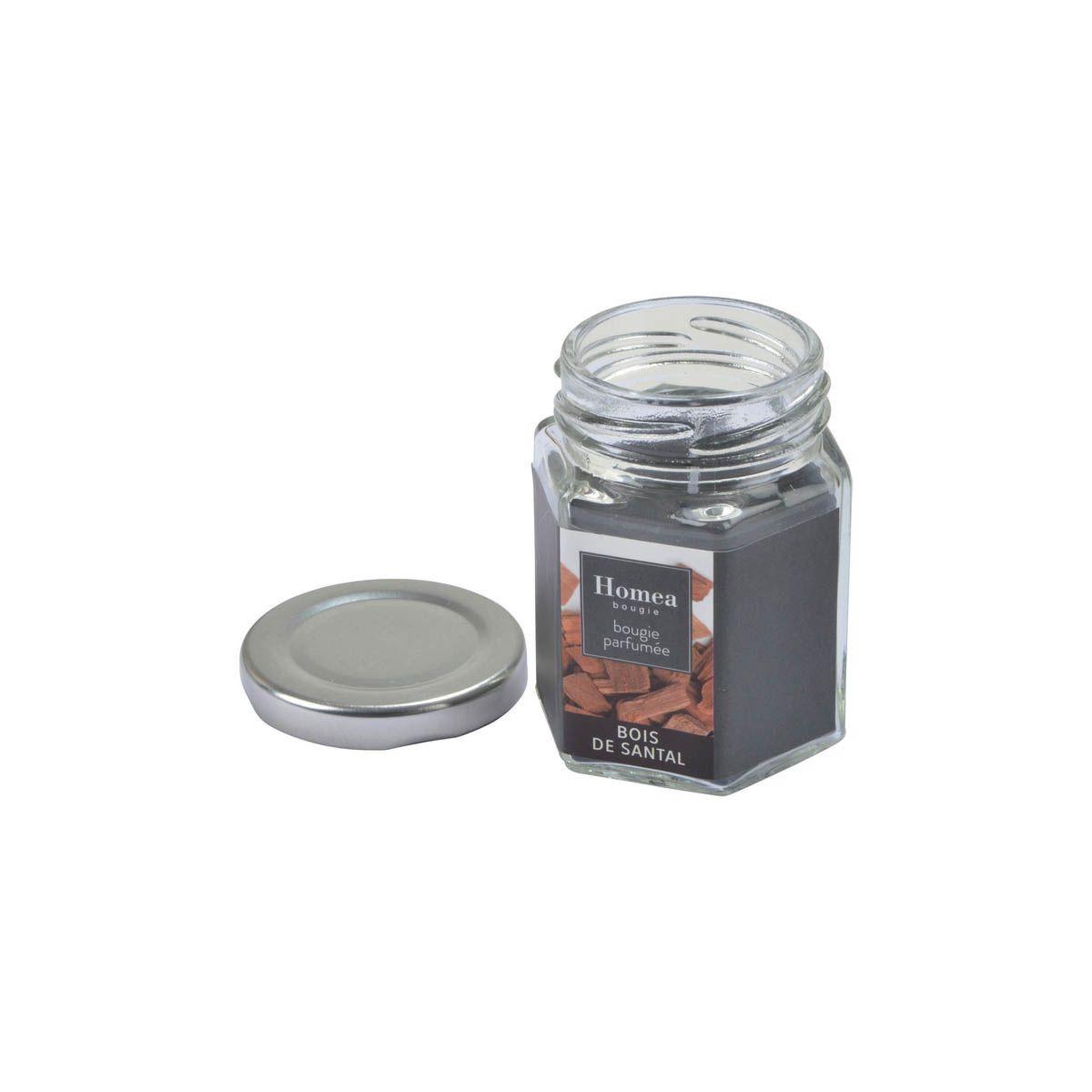 Voir la diapositive 2 : HOMEA Bougie verrine parfumée  essentiel ii  7cm bois de santal
