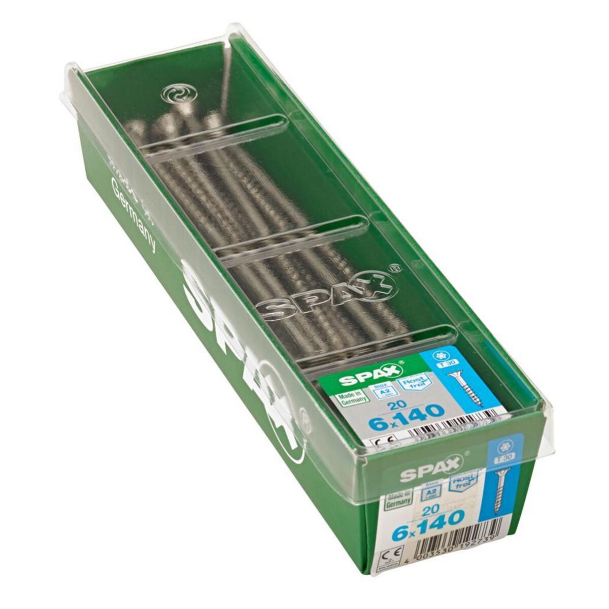 CENTRALE BRICO Lot de 20 vis inox tête fraisée torx SPAX, Diam.6 mm x L.140 mm