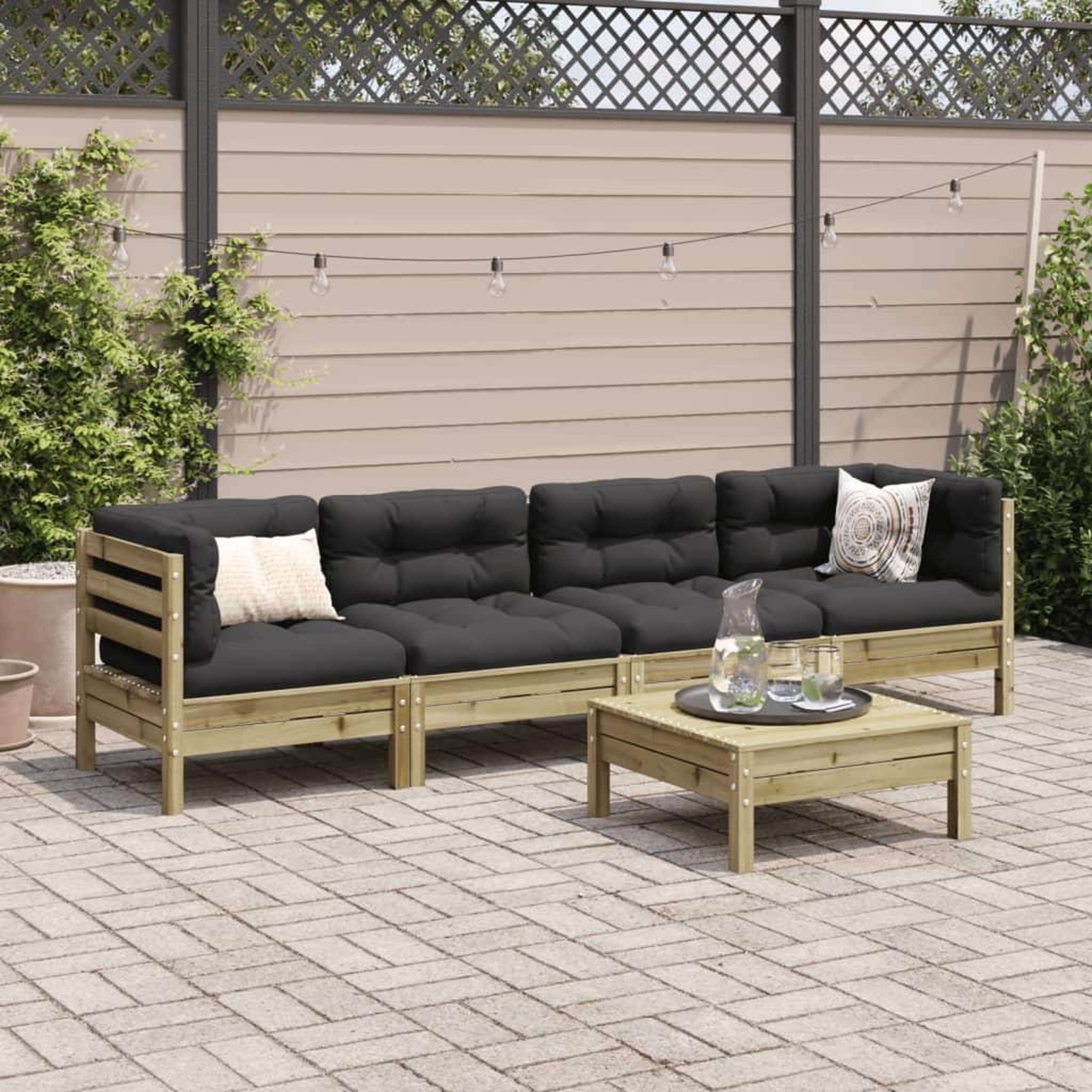 Voir la diapositive 3 : VIDAXL Salon de jardin 5 pcs avec coussins bois de pin impregne