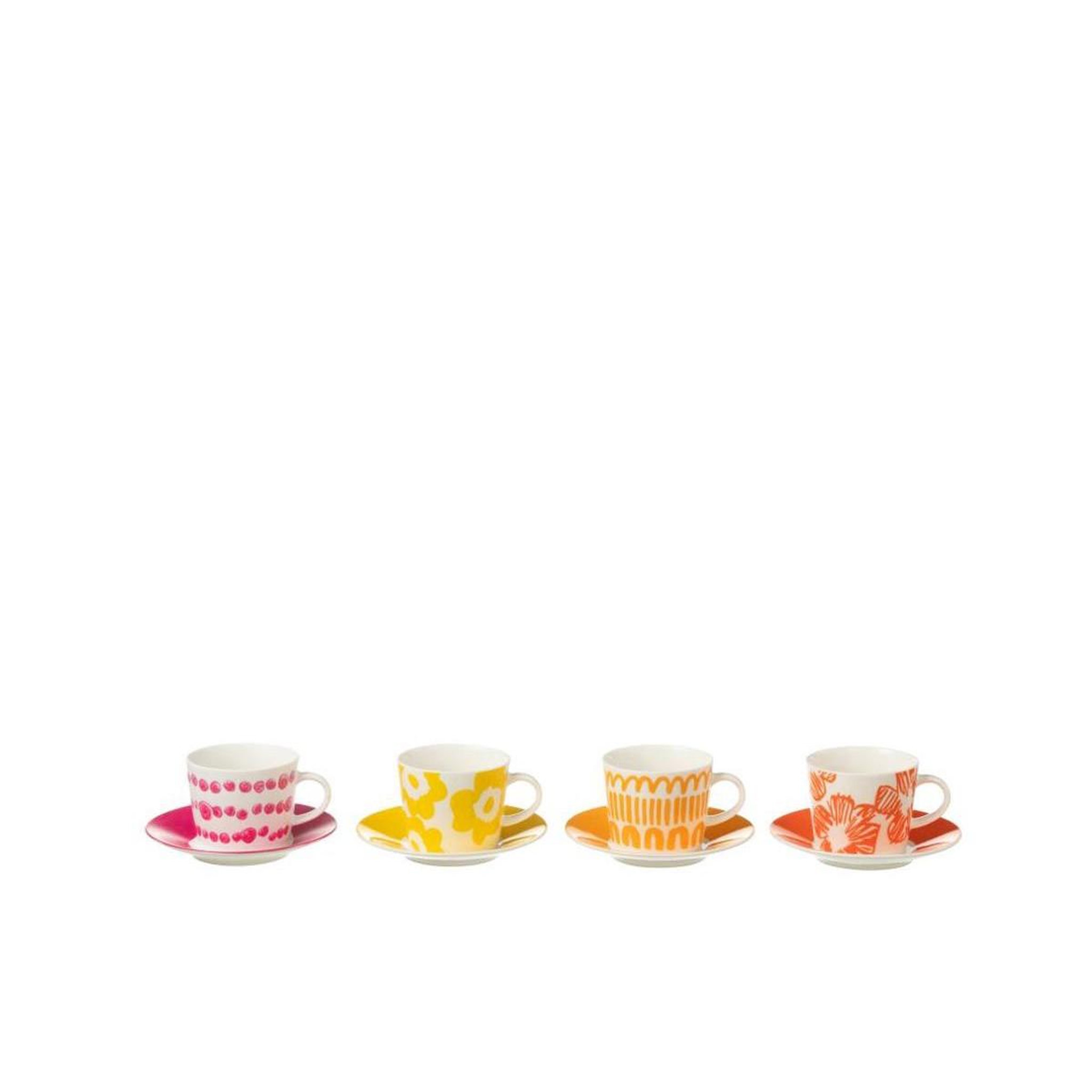 Voir la diapositive 2 : J-LINE Lot de 4 tasses & sous-tasses  fiesta sud  9cl multicolore
