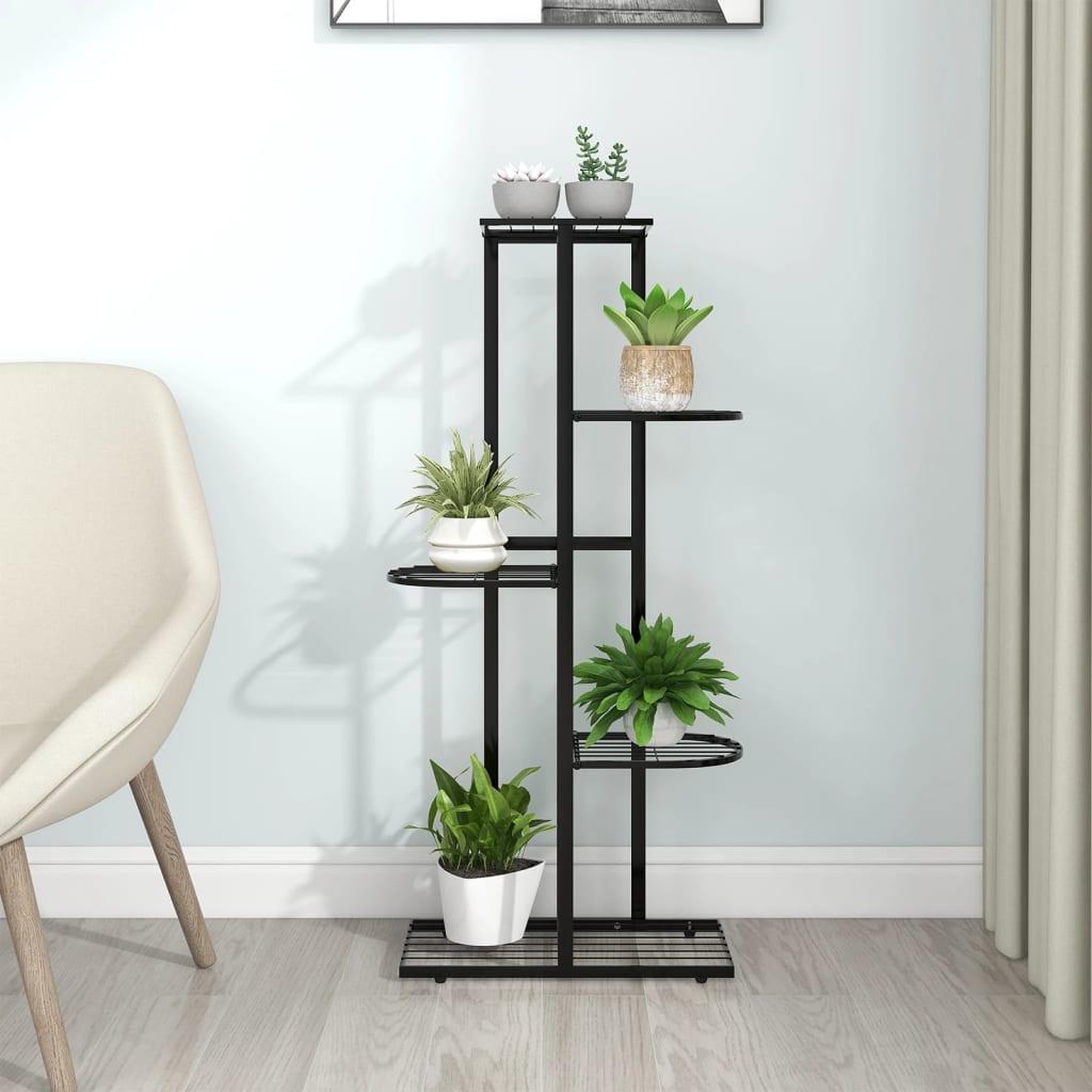 Voir la diapositive 1 : VIDAXL Support pour plantes 5 niveaux 43x22x98 cm Noir Metal