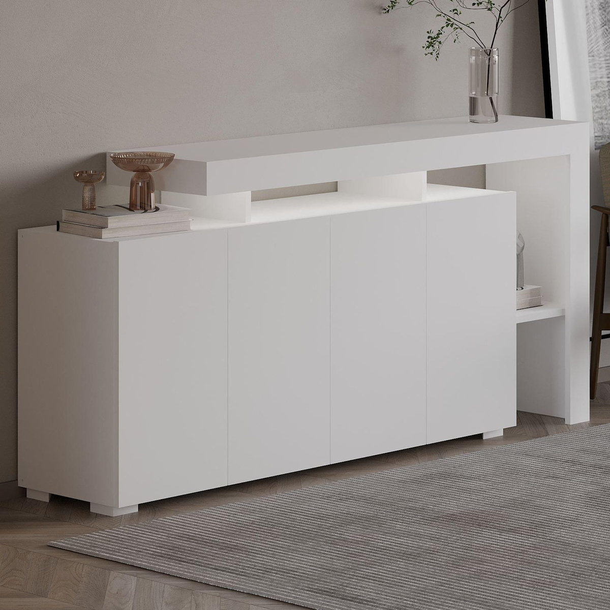 Habitat et Jardin Buffet en bois  Beliz  - 170 x 35 x 80 cm - Blanc