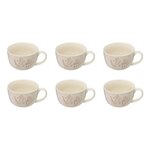 SECRET DE GOURMET Lot de 6 Tasses en Céramique  Elsa  50cl Blanc