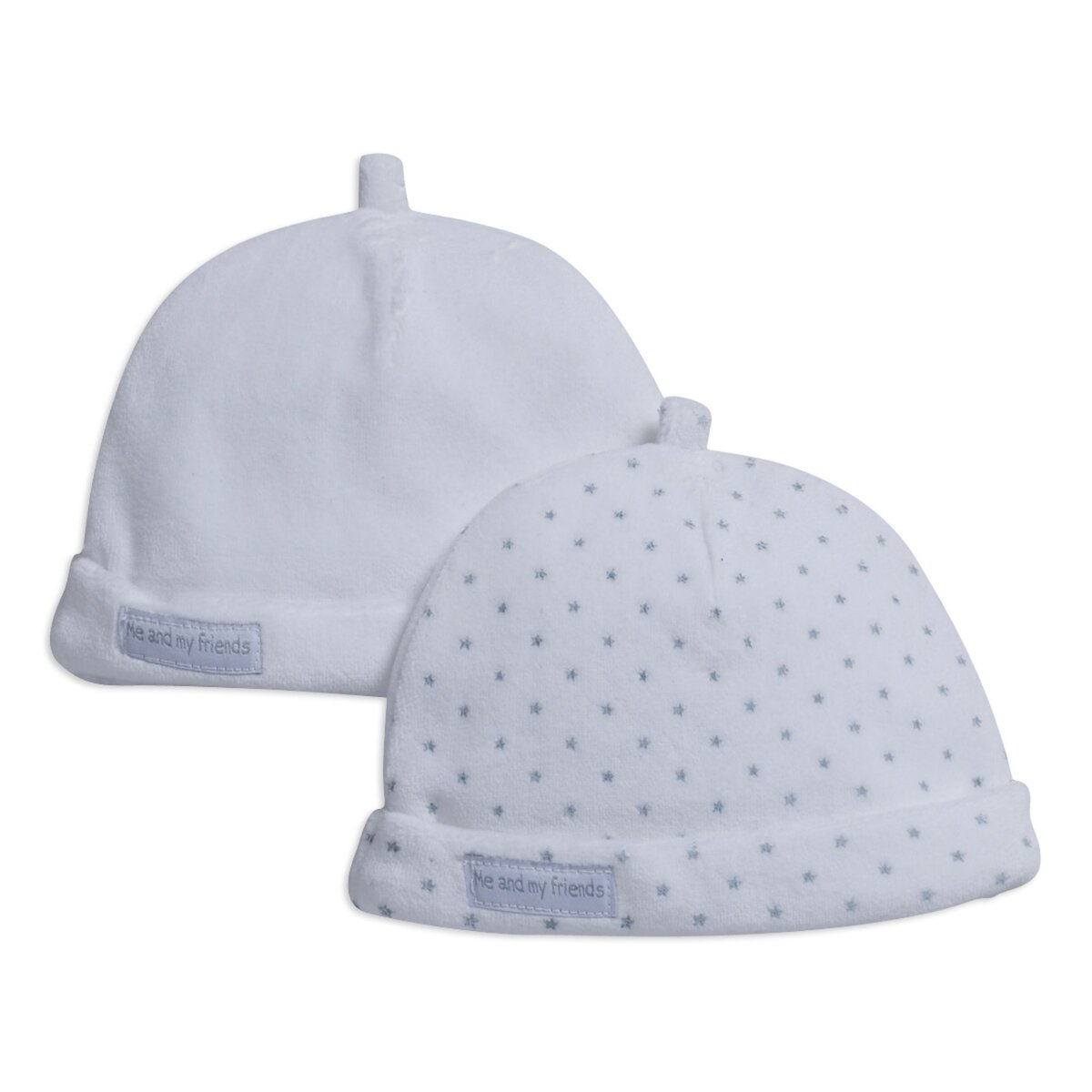 IN EXTENSO Lot de 2 bonnets velours de naissance bébé garçon pas cher 