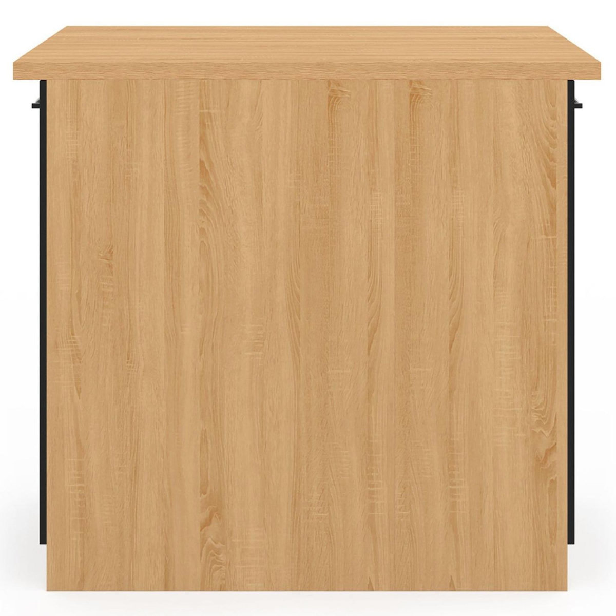 ID MARKET Ilot central IVO 100 cm bois façon hêtre portes noires avec plan de travail