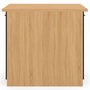 Voir la diapositive 4 : ID MARKET Ilot central IVO 100 cm bois façon hêtre portes noires avec plan de travail