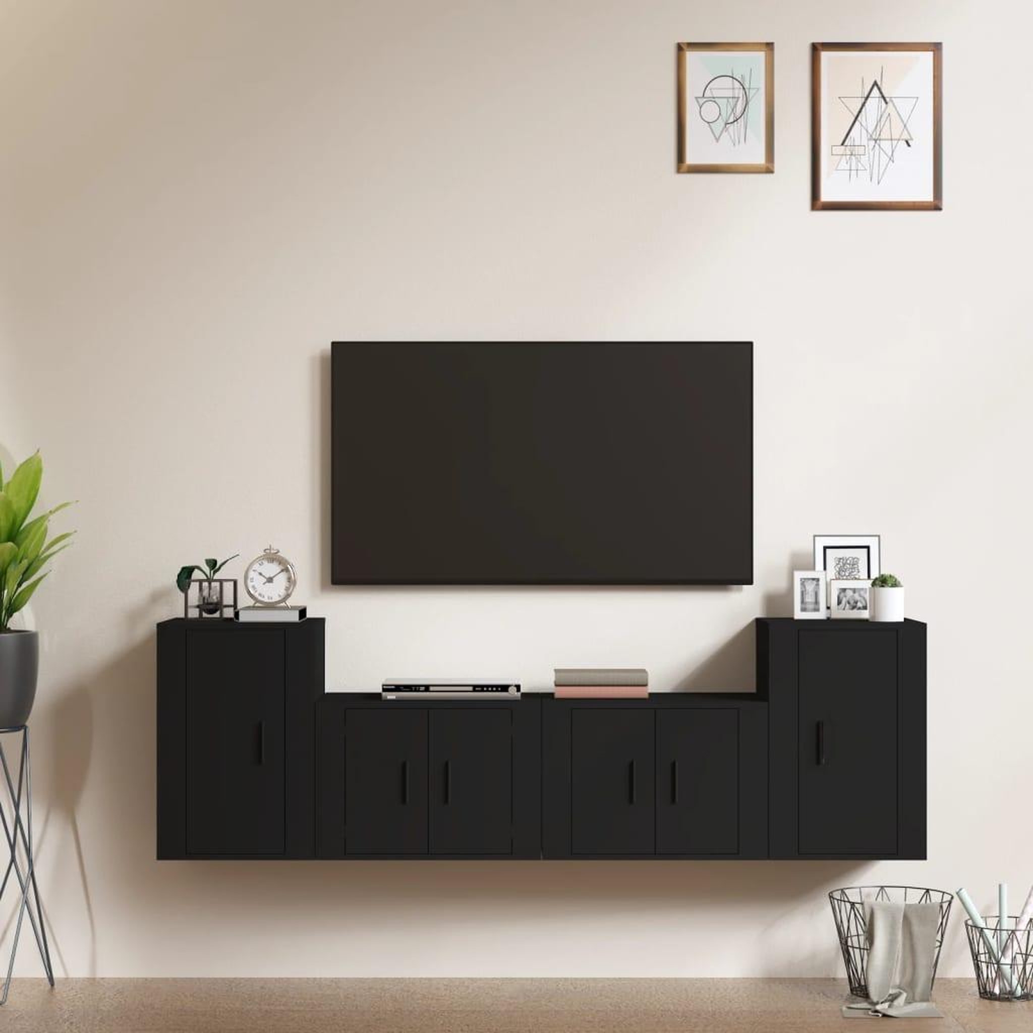 Voir la diapositive 1 : VIDAXL Ensemble de meubles TV 4 pcs Noir Bois d'ingenierie