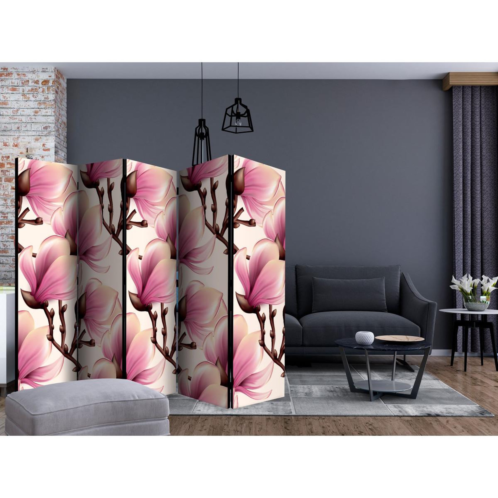 Voir la diapositive 2 : Paris Prix Paravent 5 volets  blooming magnolias  172x225cm