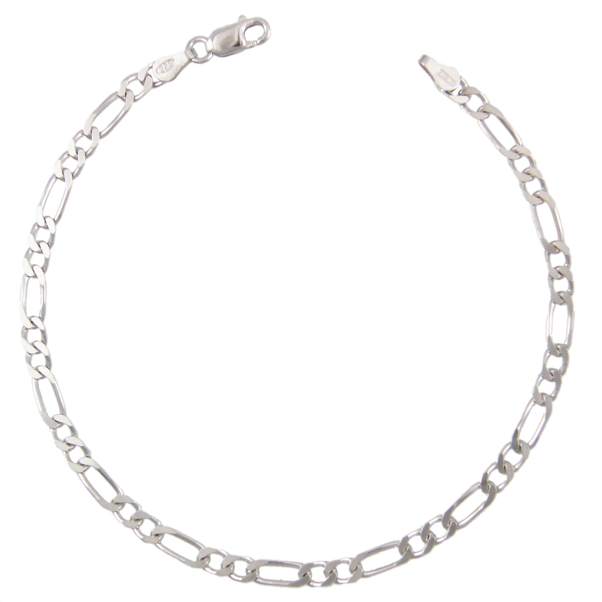 Voir la diapositive 1 : L'ATELIER D'AZUR Bracelet Argent 925/000 Maille Figaro Alternée 1+2 - Homme