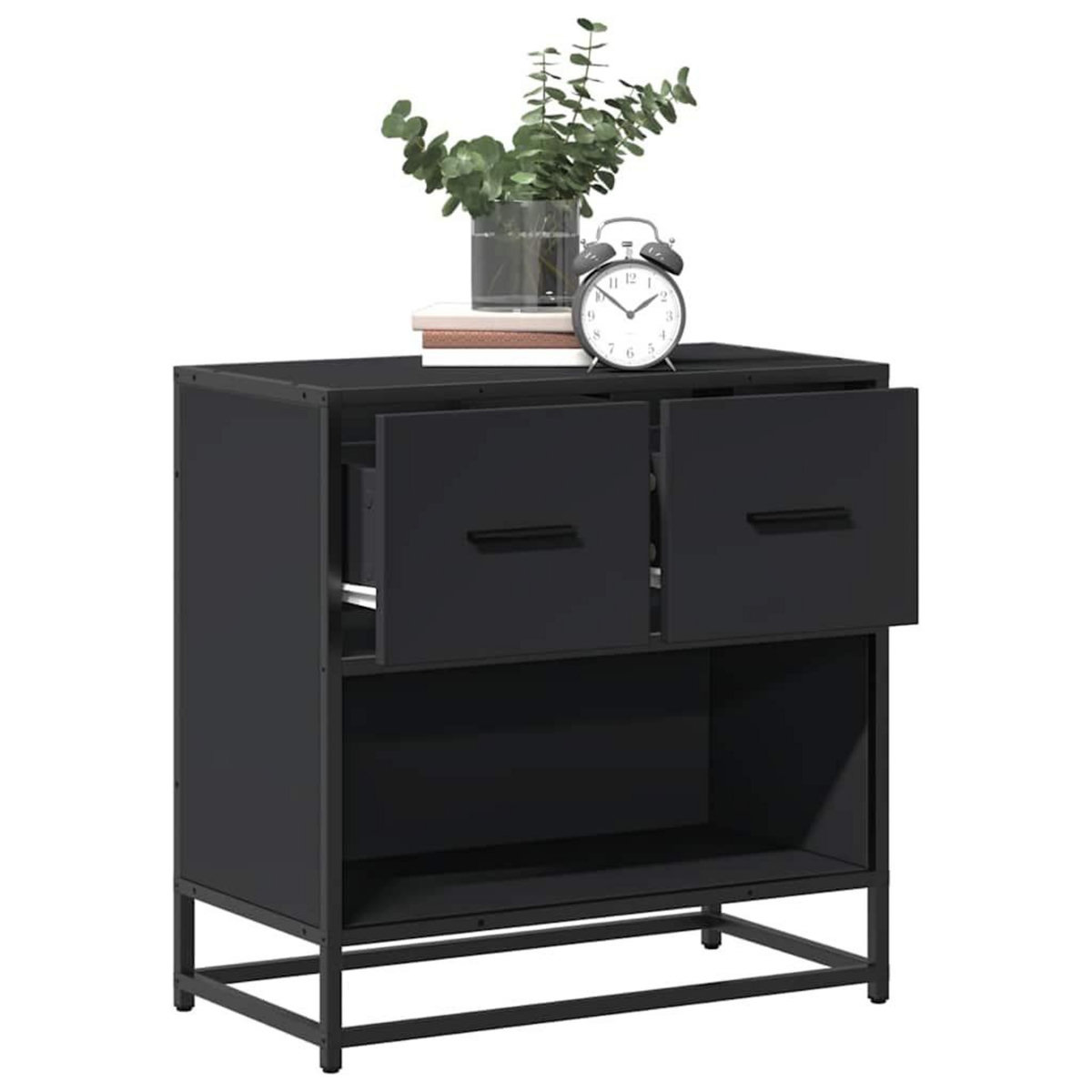 VIDAXL Table de chevet noir 60x31x60 cm bois d'ingenierie et metal
