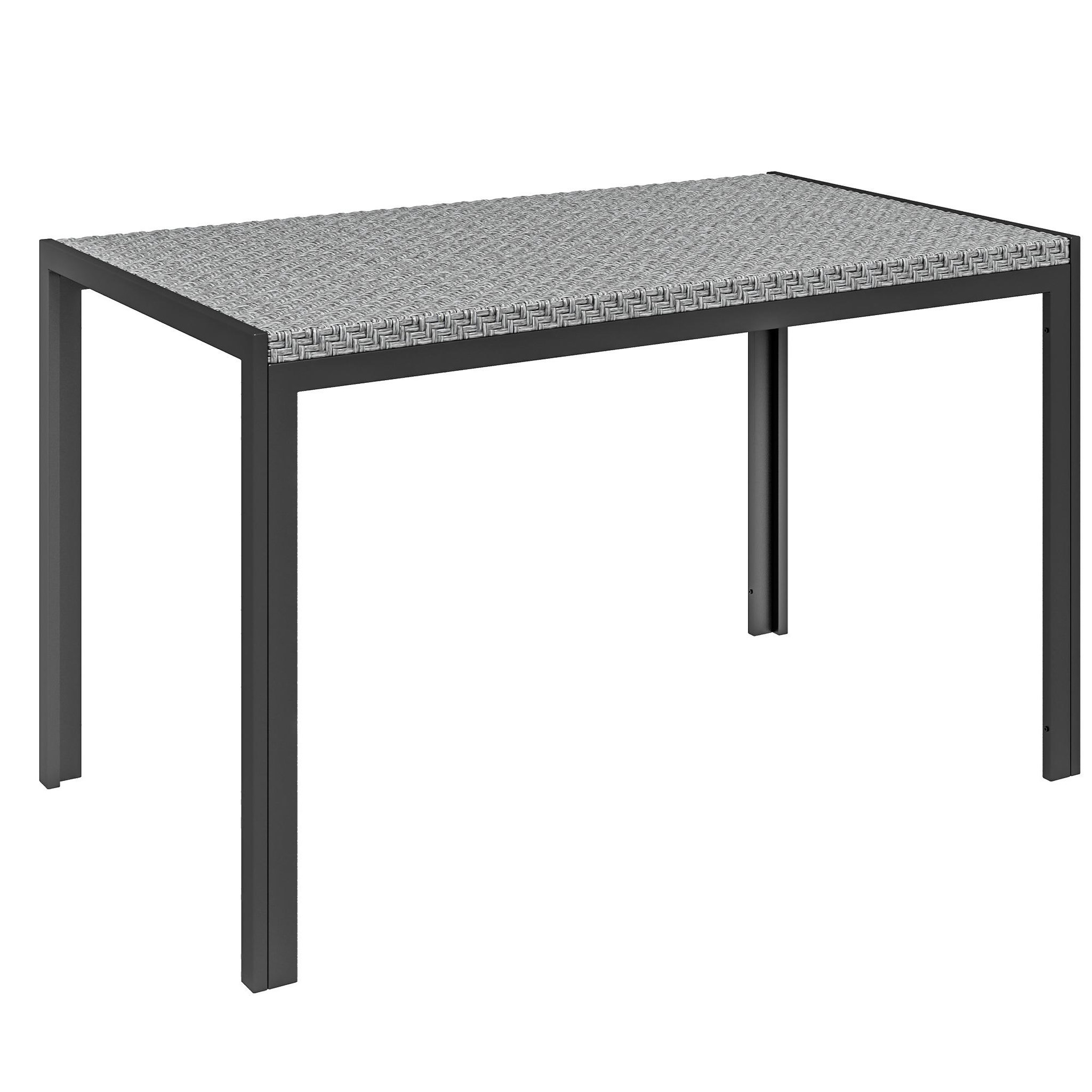 Voir la diapositive 1 : OUTSUNNY Table de jardin rectangulaire 4 personnes métal plateau résine tressée