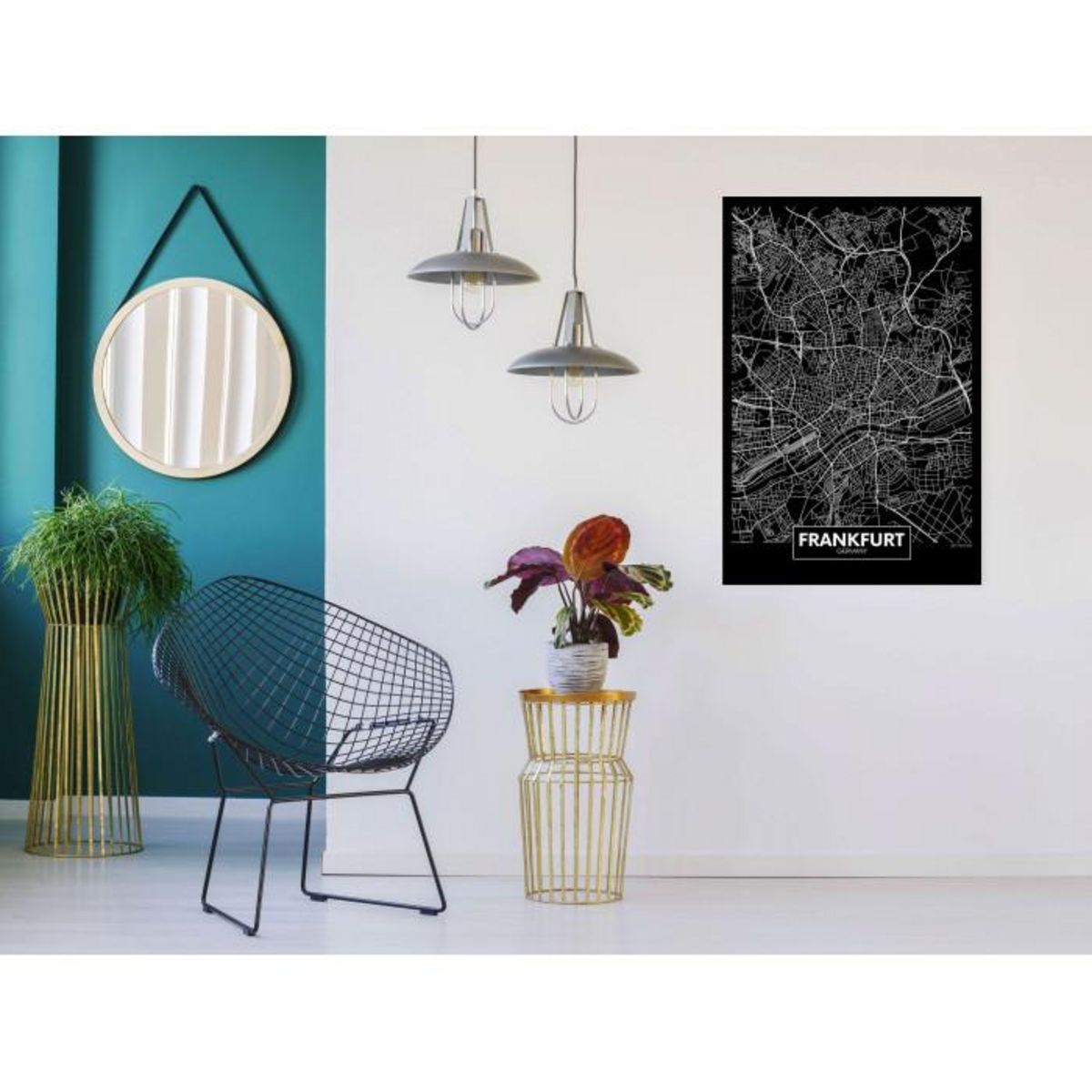 Paris Prix Tableau Imprimé  Dark Map of Frankfurt