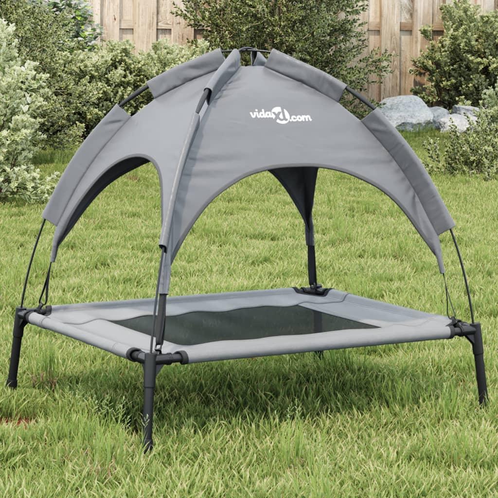 VIDAXL Lit pour chien avec auvent anthracite tissu Oxford et acier