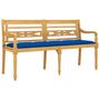 Voir la diapositive 3 : VIDAXL Banc Batavia avec coussin bleu 150 cm Bois de teck massif