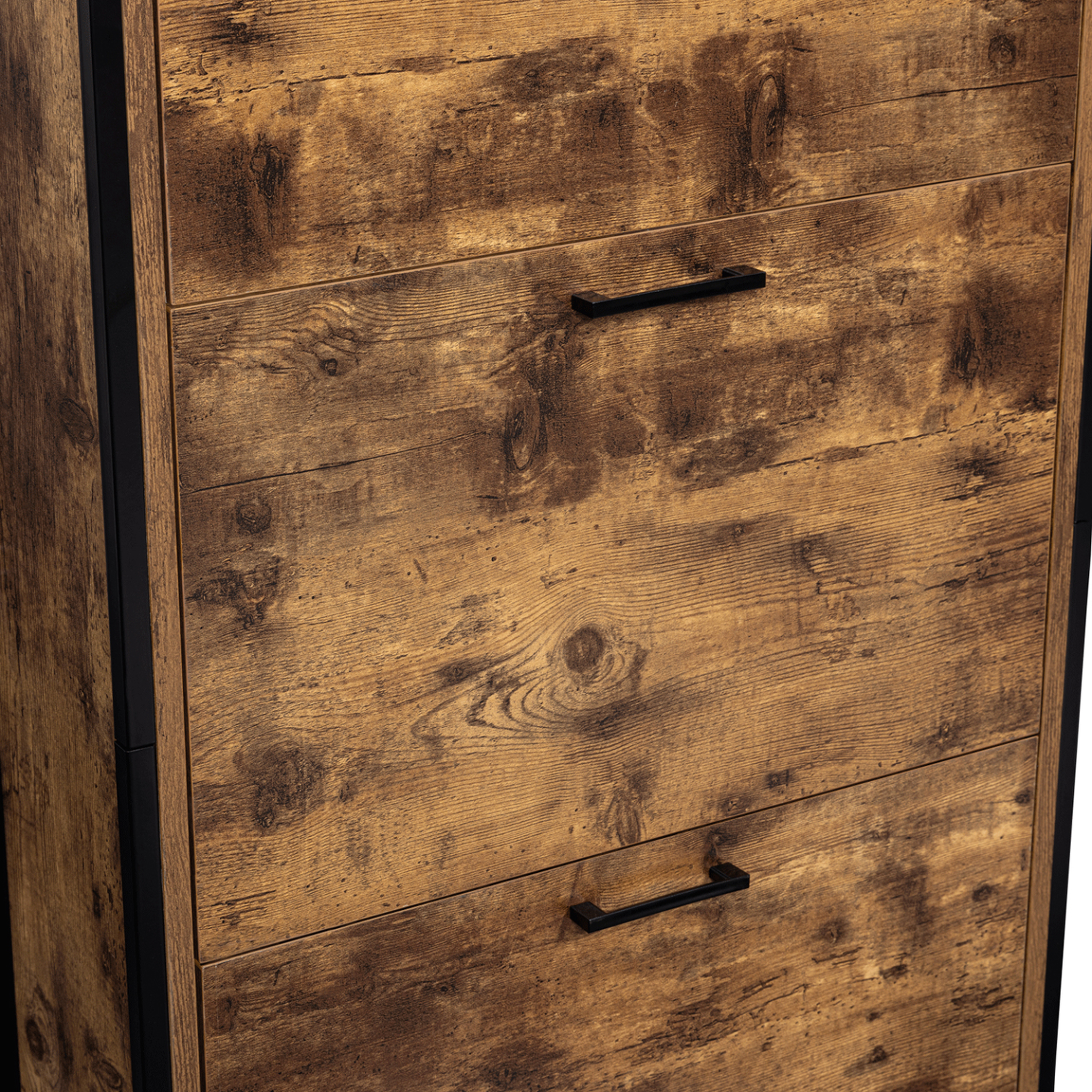 Voir la diapositive 3 : ID MARKET Meuble à chaussures 18 paires dayton 3 portes effet vieilli design industriel