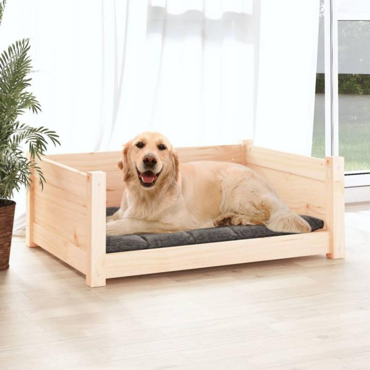 VIDAXL Lit pour chien 75,5x55,5x28 cm Bois massif de pin