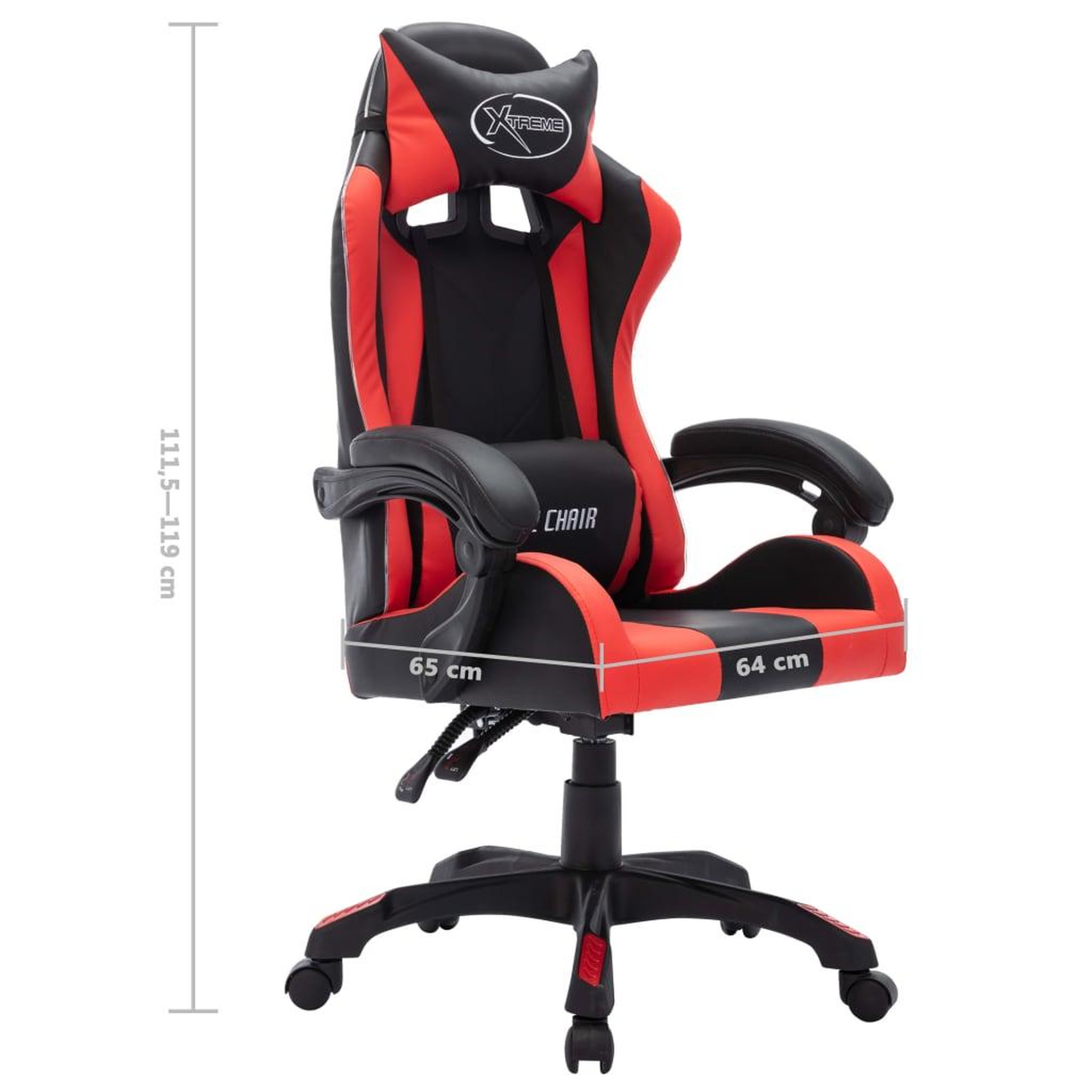Voir la diapositive 6 : VIDAXL Fauteuil de jeux video avec LED RVB Rouge et noir Similicuir