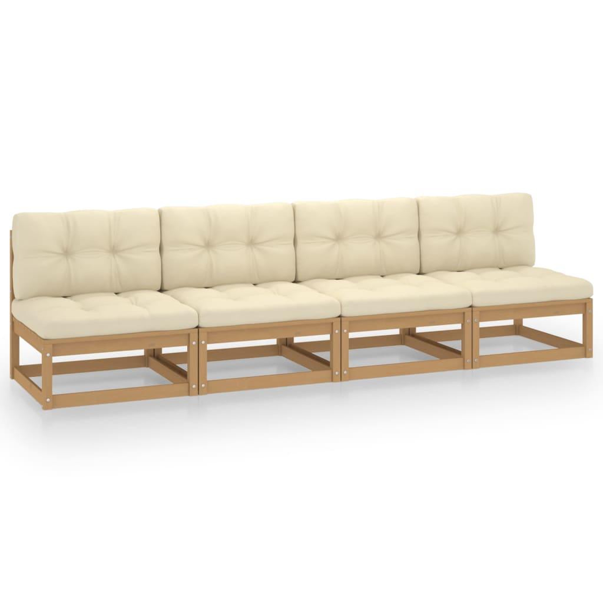 Voir la diapositive 1 : VIDAXL Canape 4 places de jardin avec coussins Bois de pin massif
