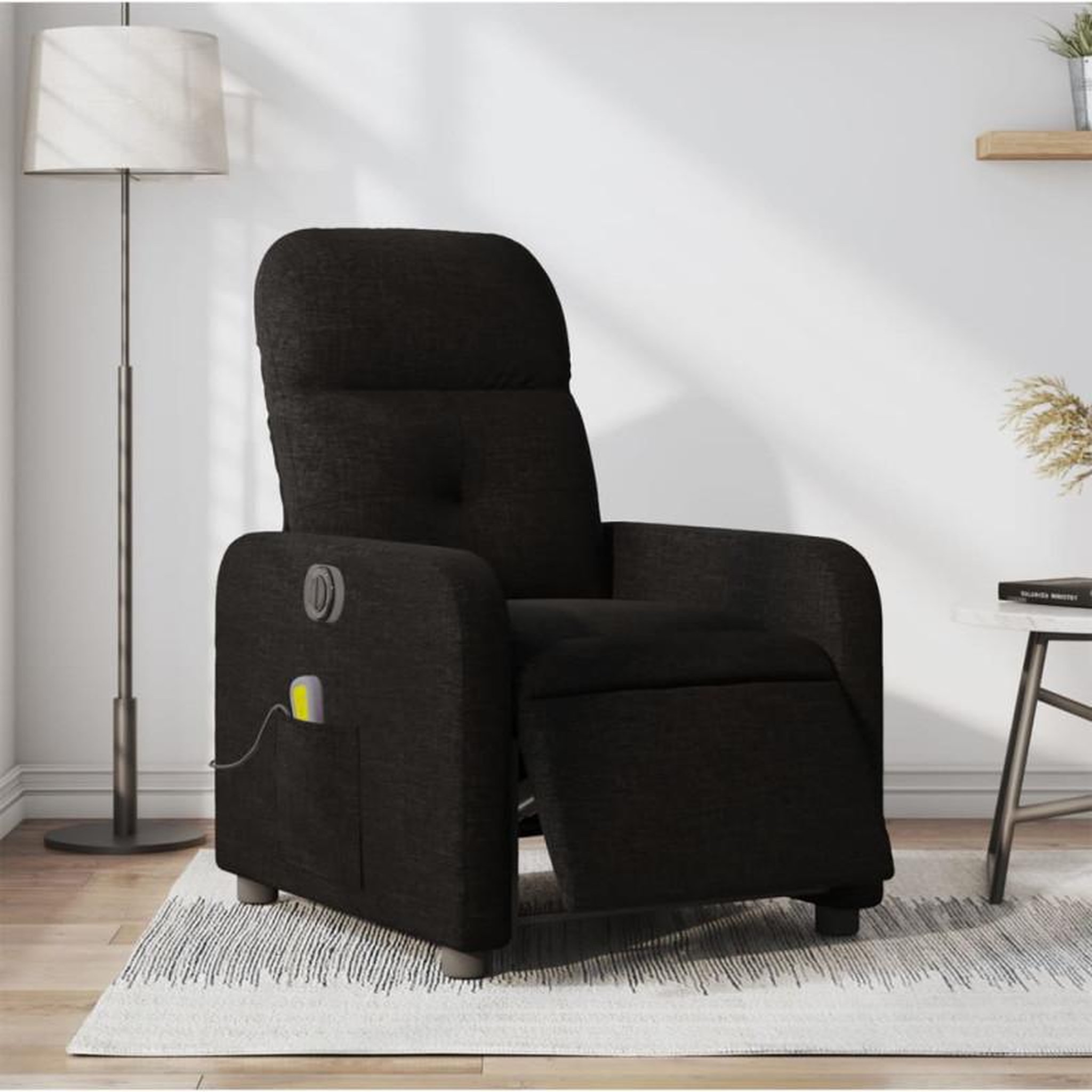 Voir la diapositive 1 : VIDAXL Fauteuil de massage inclinable électrique Noir Tissu