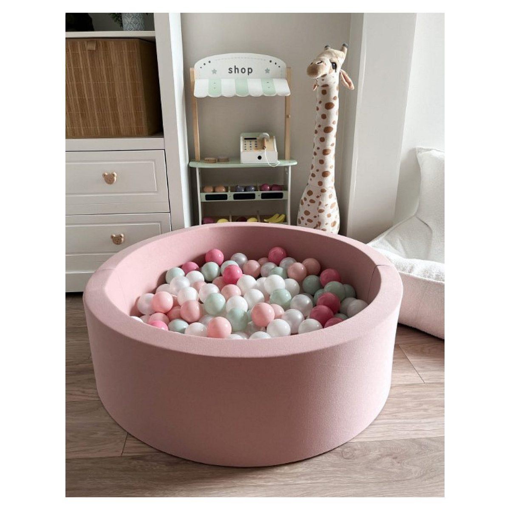 Voir la diapositive 2 : MONIO FOR KIDS Piscine à balles 90 cm rose poudré + 200 balles