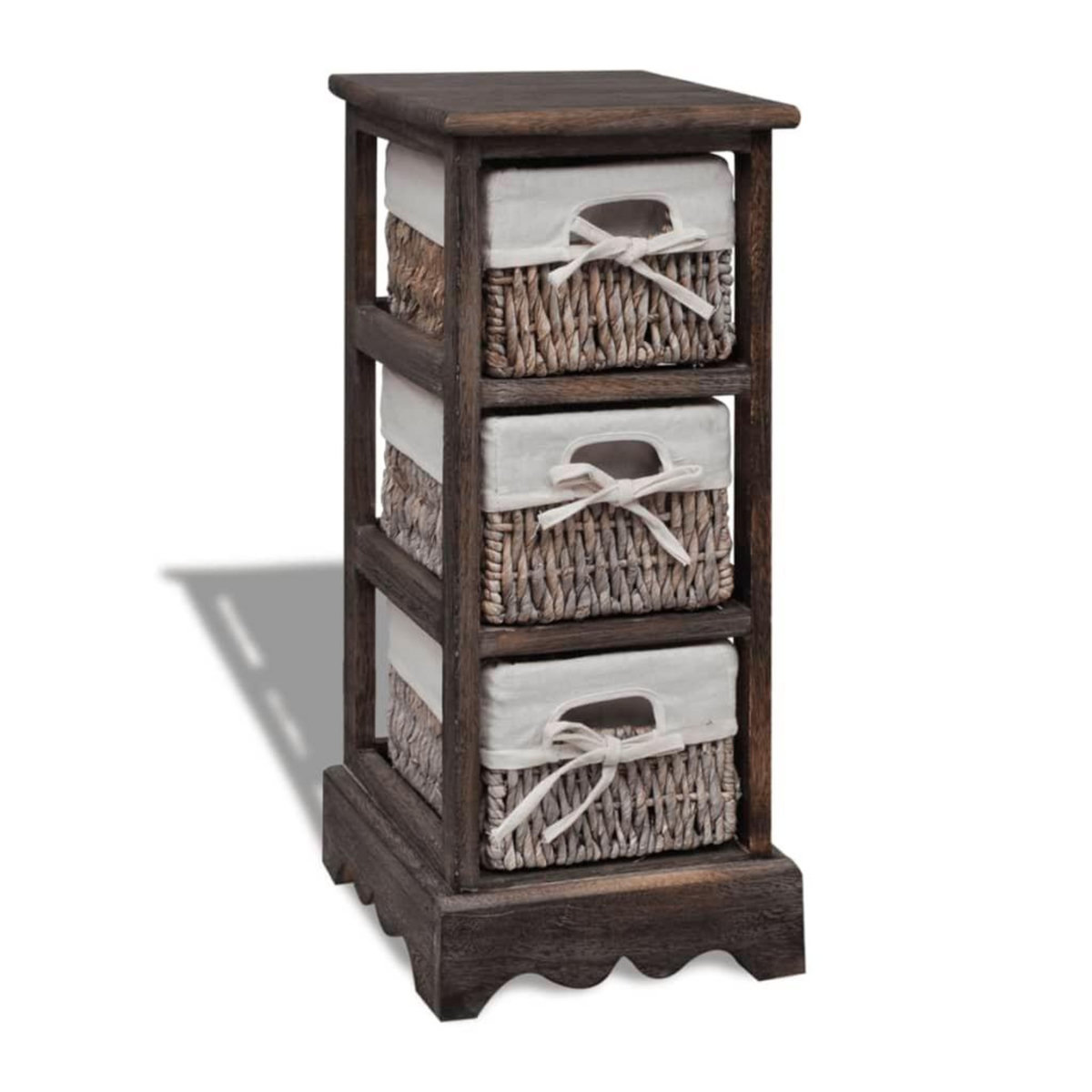 VIDAXL Etagere de rangement Bois Marron 3 paniers en tissage